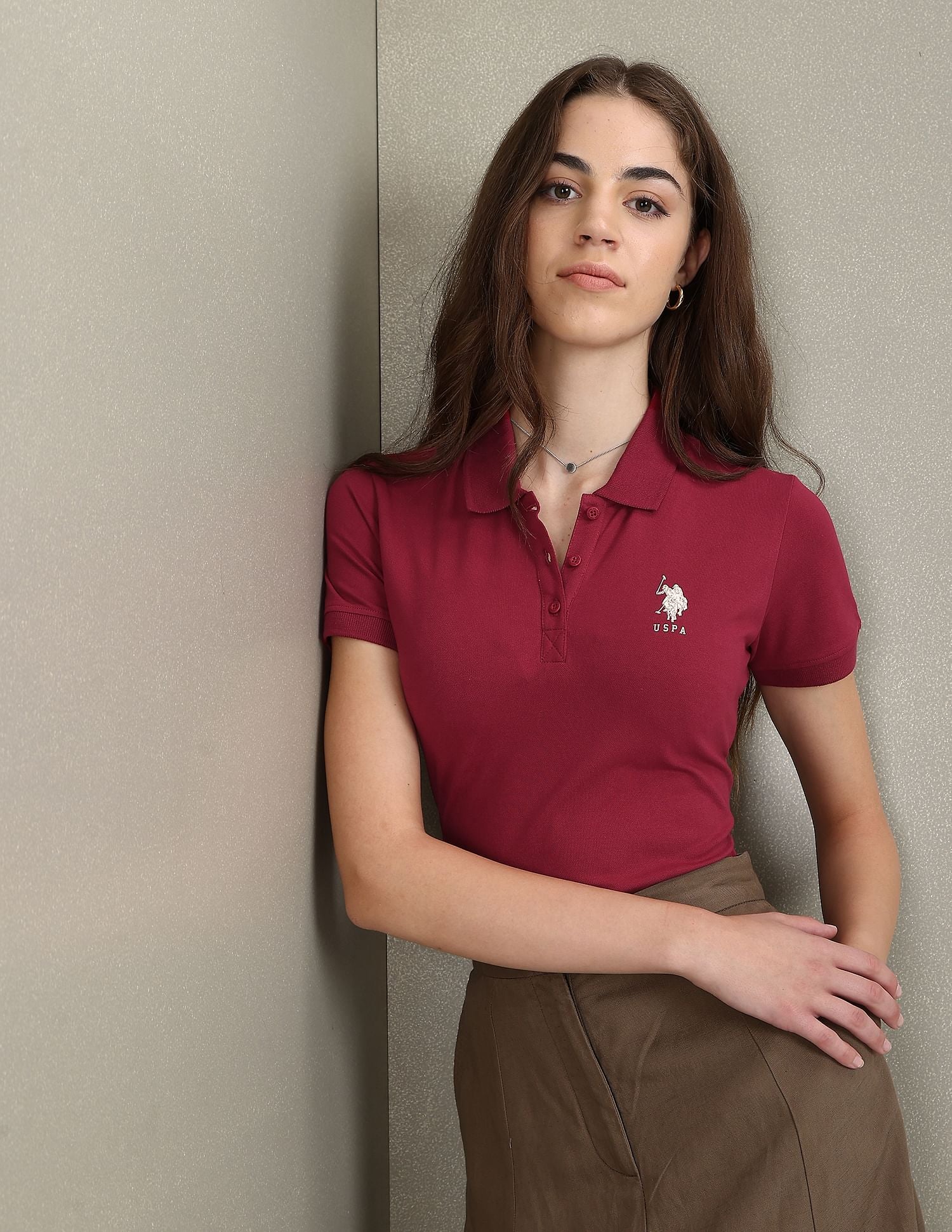Metallic Logo Slim Polo Shirt