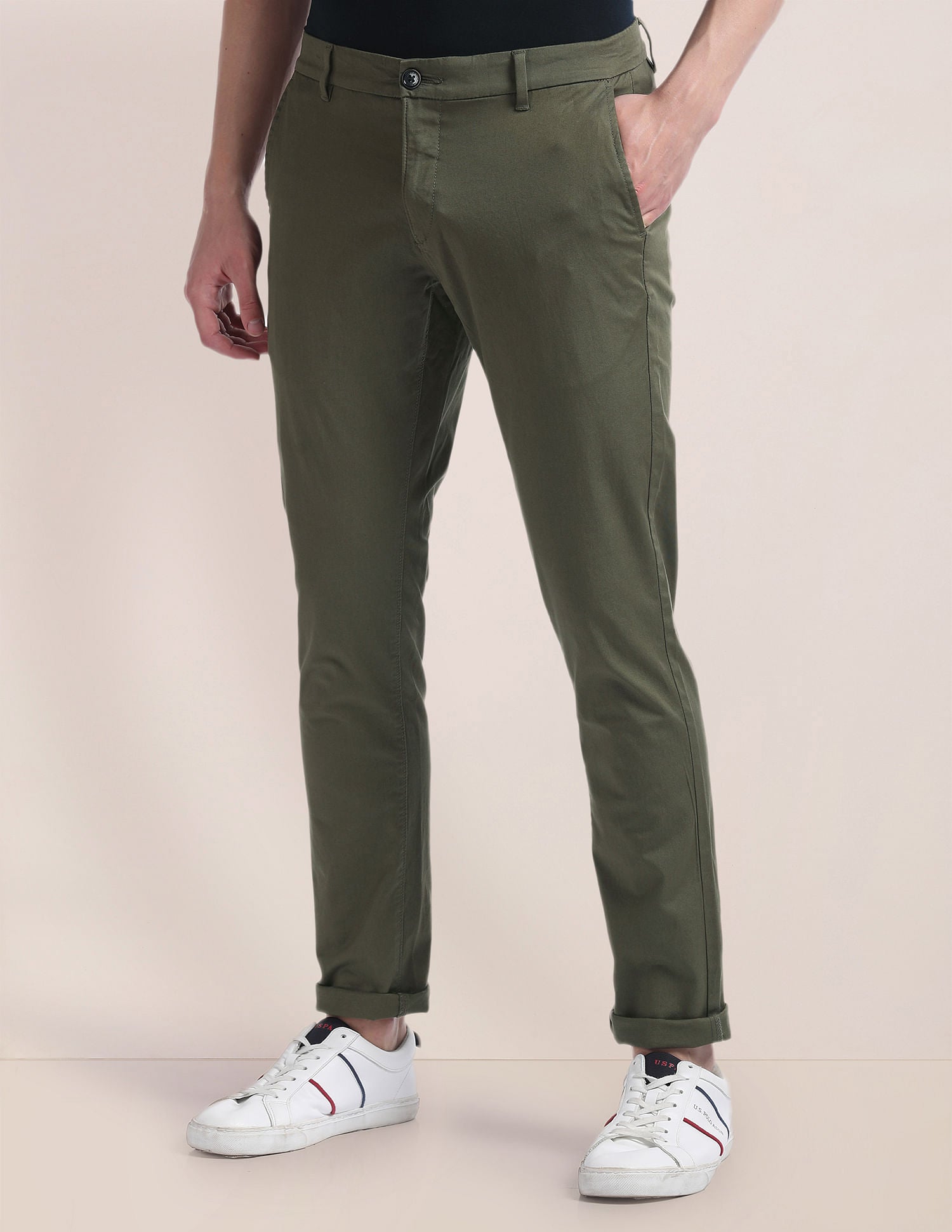 Slim Straight Solid Trousers – U.S. Polo Assn. India