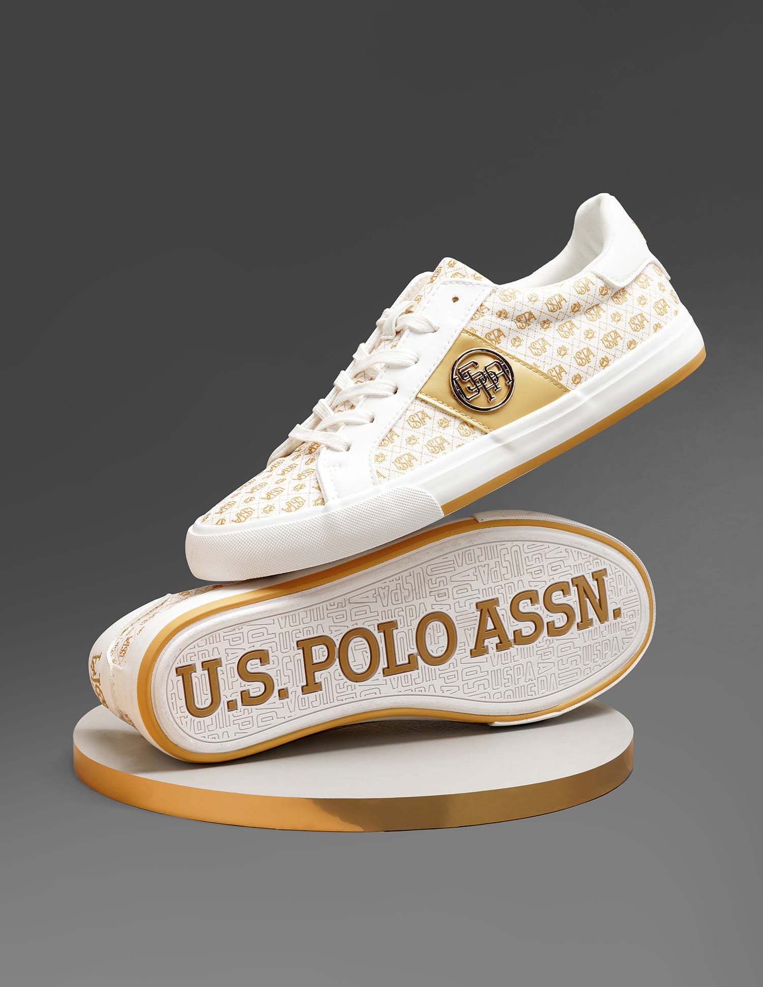 Women Monogram Canvas Charlotte Sneakers Off White - U.S. Polo Assn. India | Large