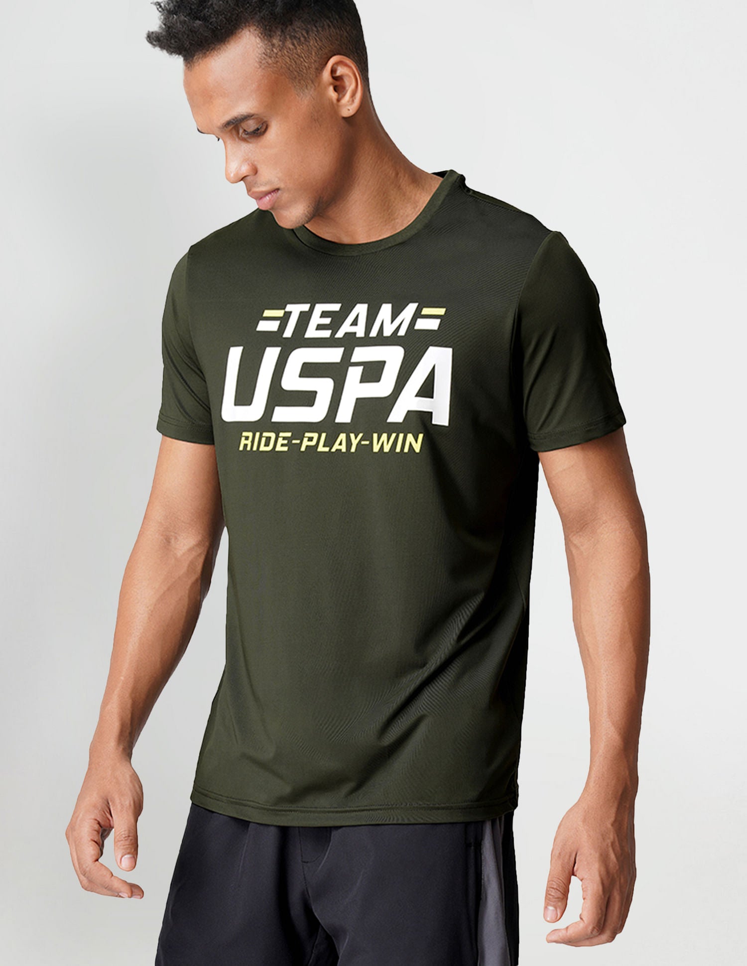 Brand Print Crew Neck I713 Lounge T-Shirt - Pack Of 1 Olive - U.S. POLO ASSN. | Large