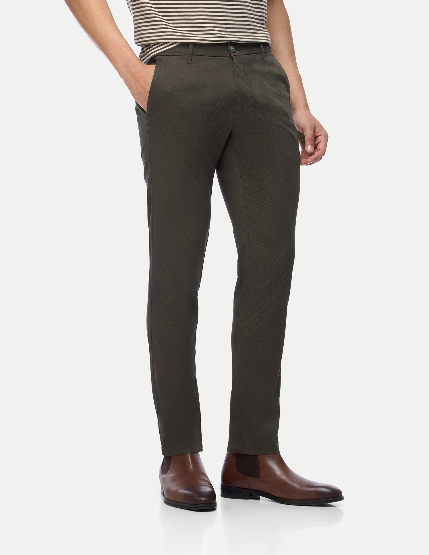 Austin Trim Regular Fit Satin Trousers Dark Olive - U.S. Polo Assn. India | Large