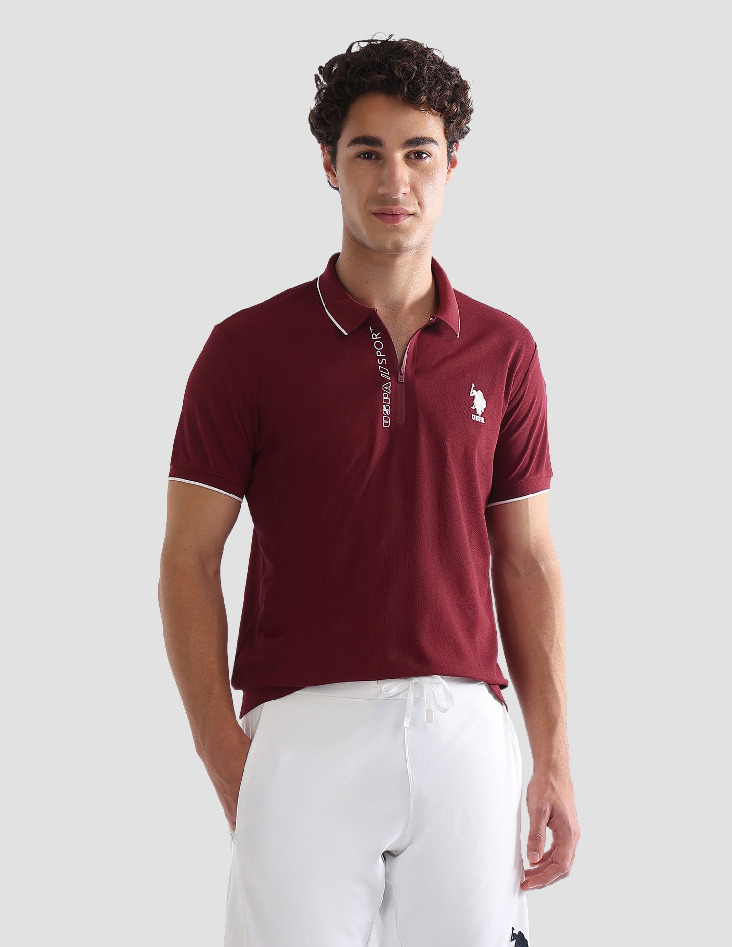Solid Slim Fit Active Polo Shirt