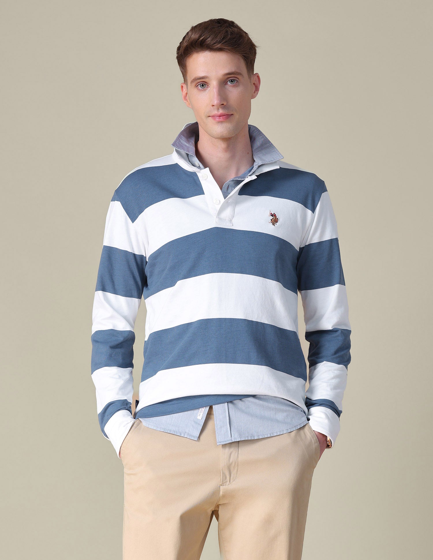Horizontal Striped Slim Fit Polo Shirt Blue - U.S. POLO ASSN. | Large