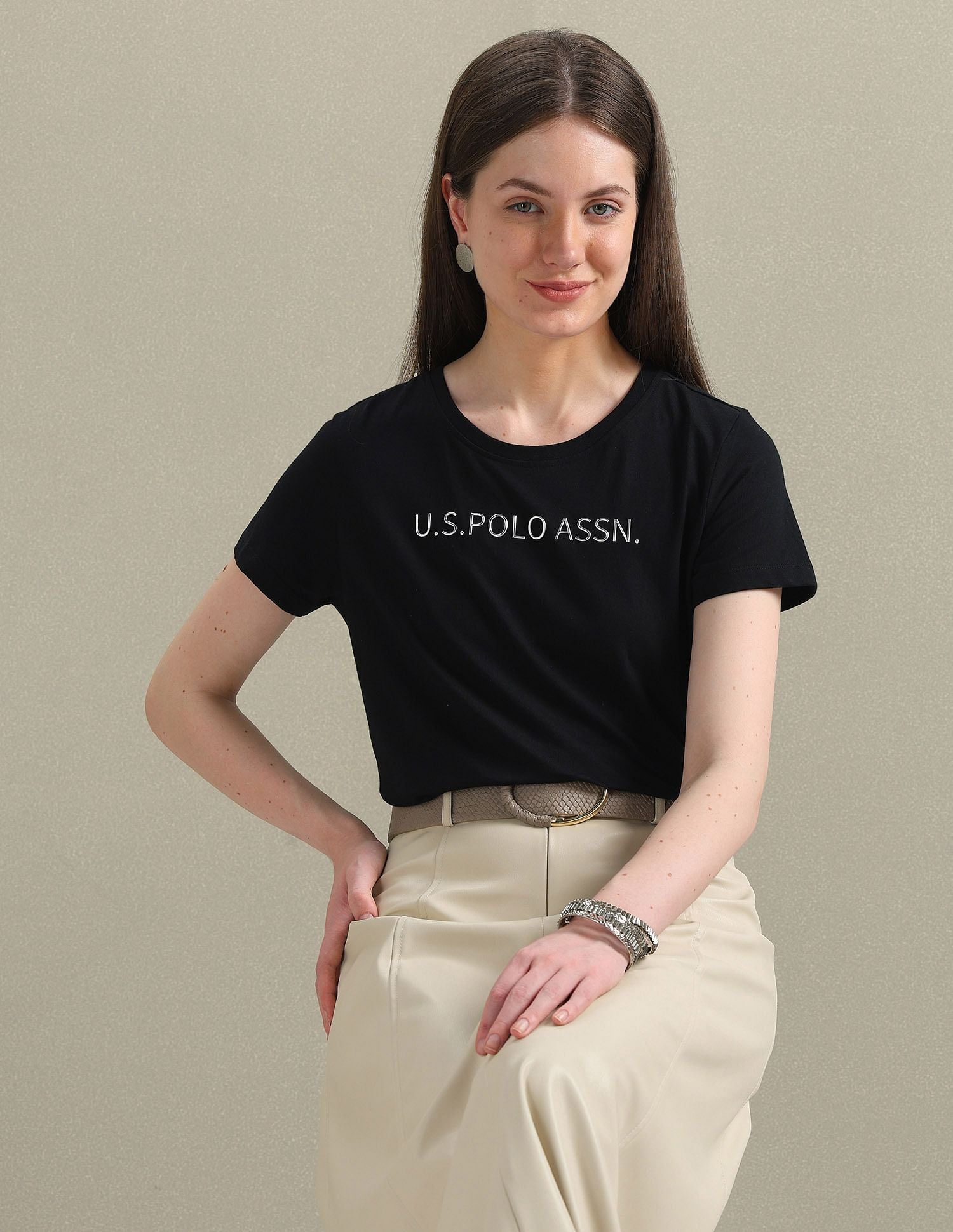 Metallic Logo Pure Cotton T-Shirt