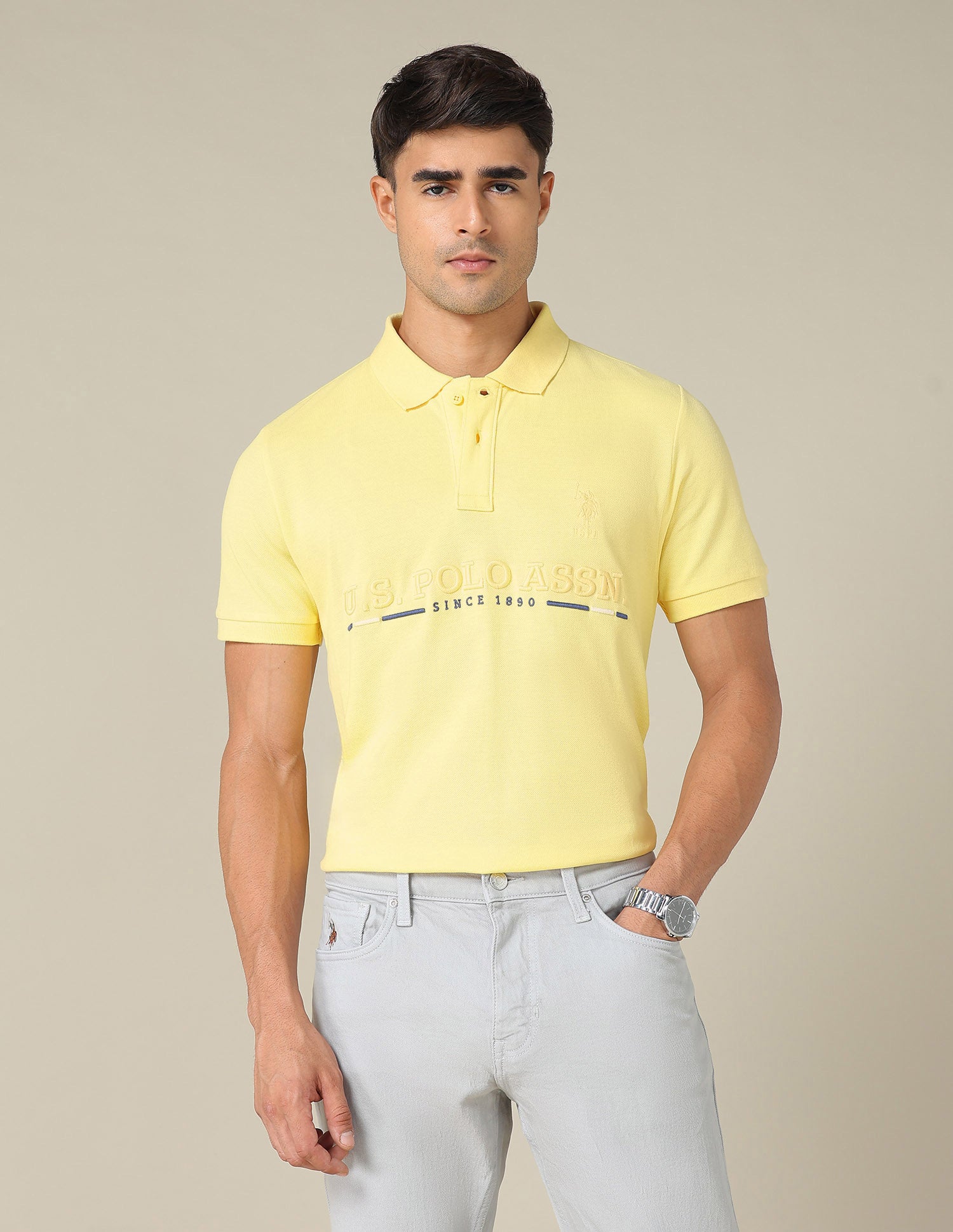 Brand Embroidered Regular Fit Polo Shirt