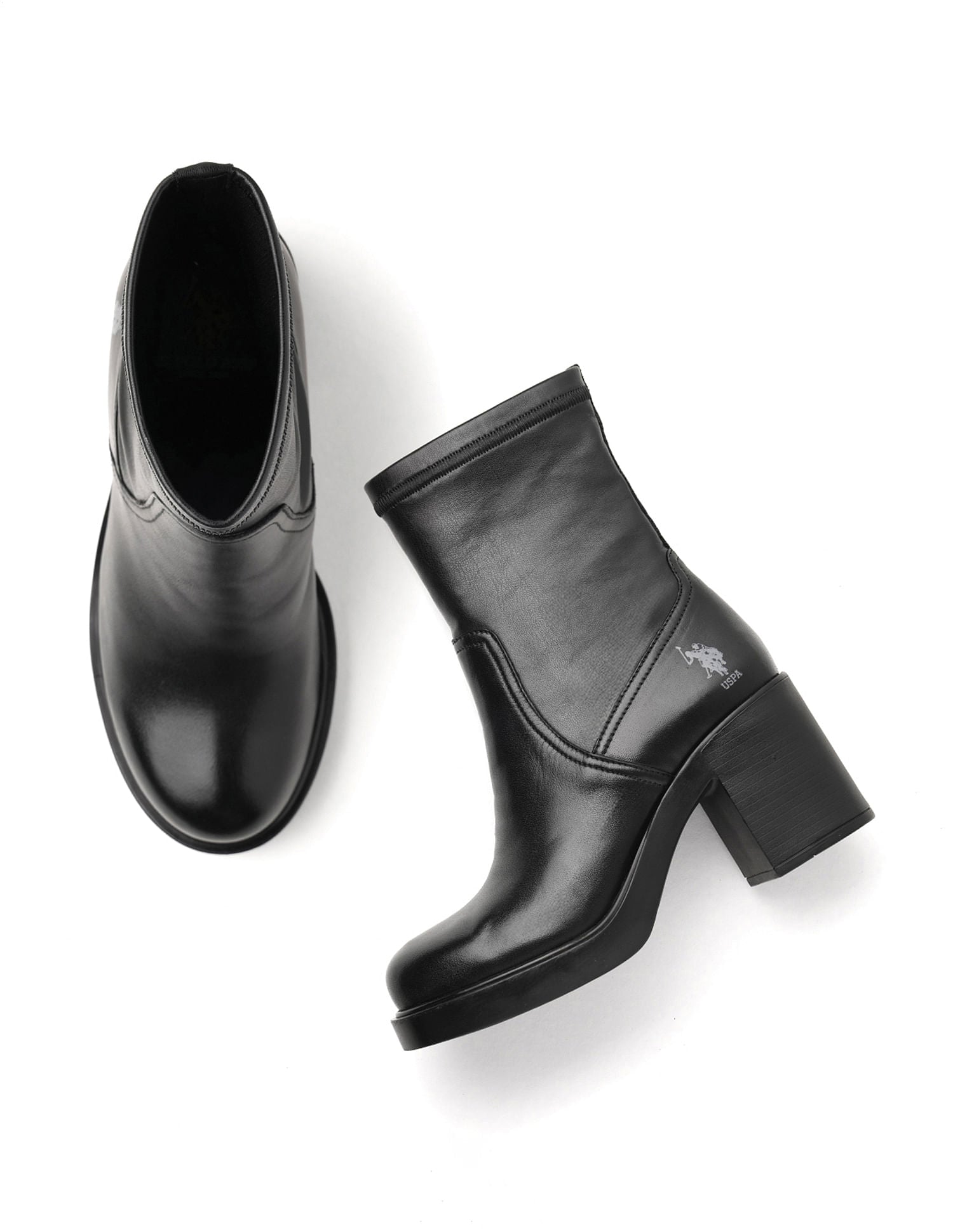 Women Vittoria Leather Ankle Boots Black - U.S. POLO ASSN. | Large