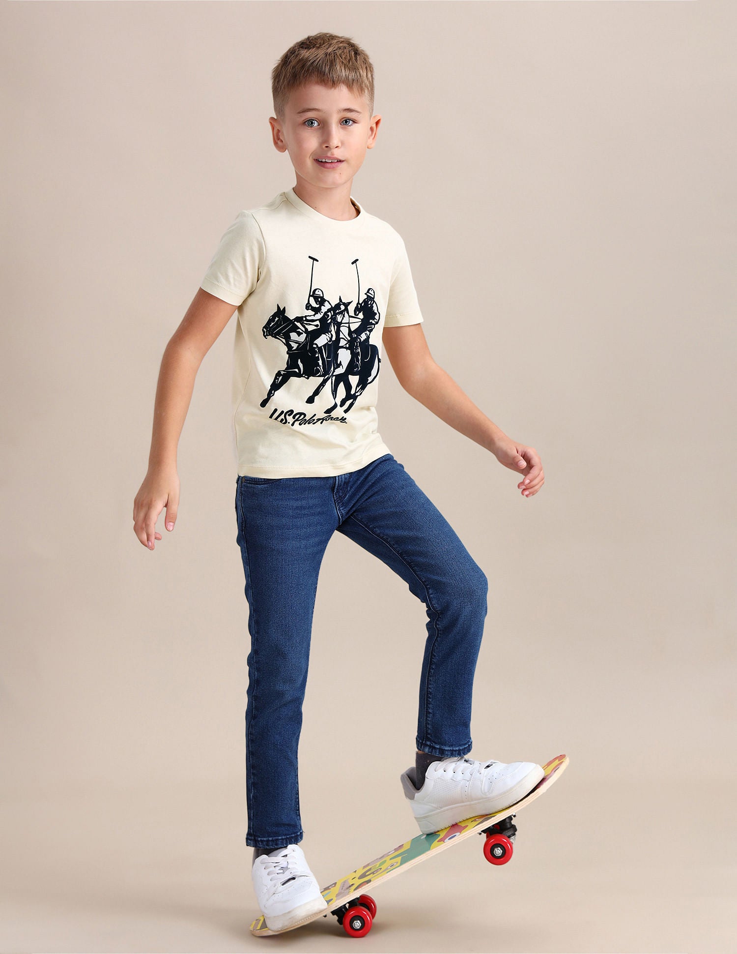 Boys Brand Print Regular Fit T-shirt