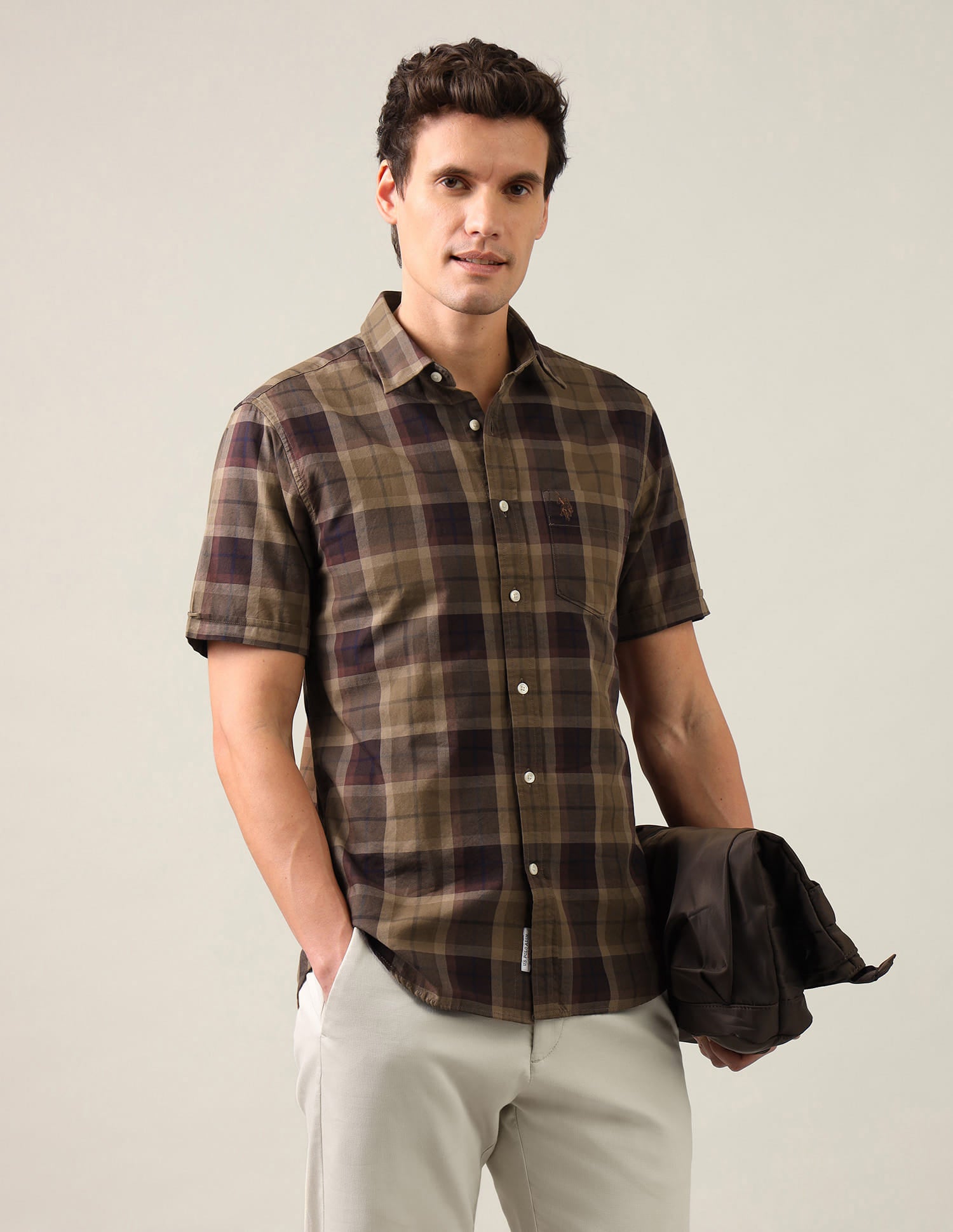 Tartan Checked Regular Fit Shirt Brown - U.S. Polo Assn. India | Large