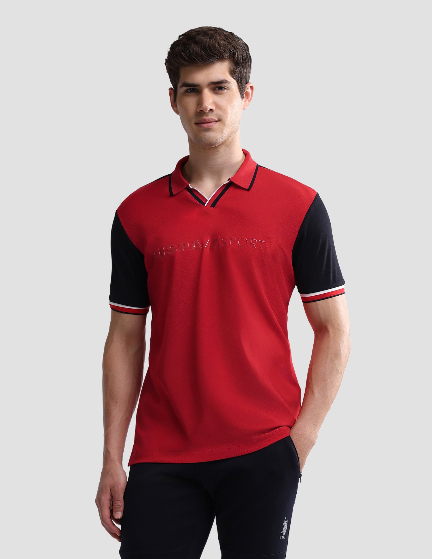 Colourblocked Slim Fit Active Polo Shirt Red - U.S. Polo Assn. India | Large
