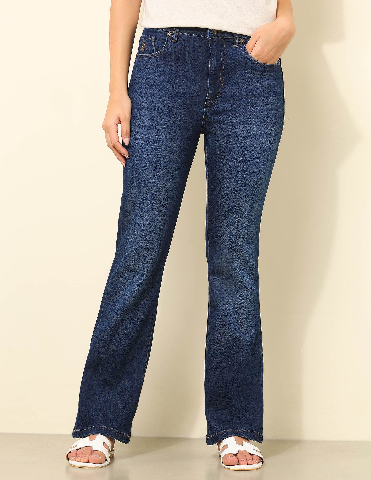 High Rise Bootcut Jeans Dark Blue - U.S. POLO ASSN. | Large