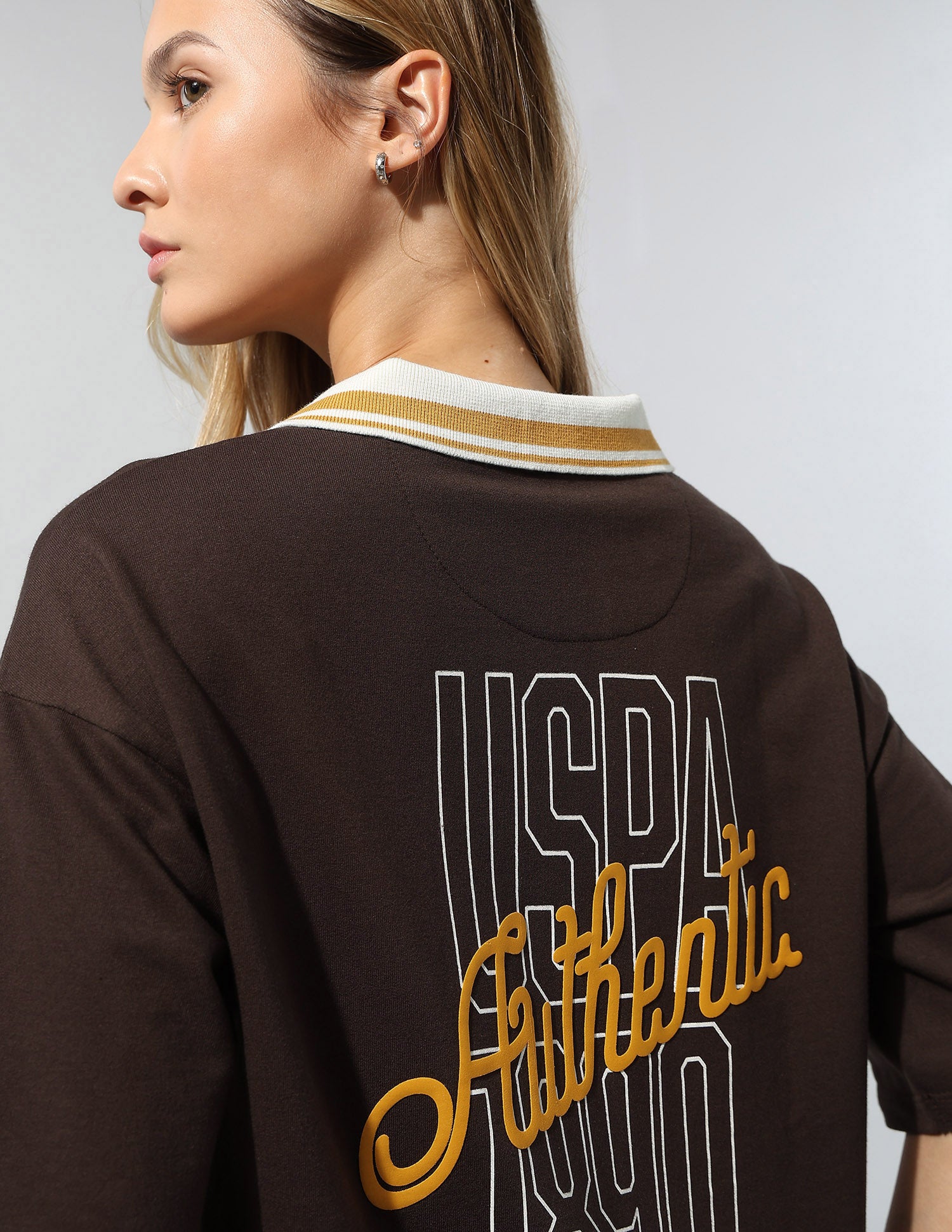 Contrast Collar Relaxed Polo Shirt Brown - U.S. Polo Assn. India | Large