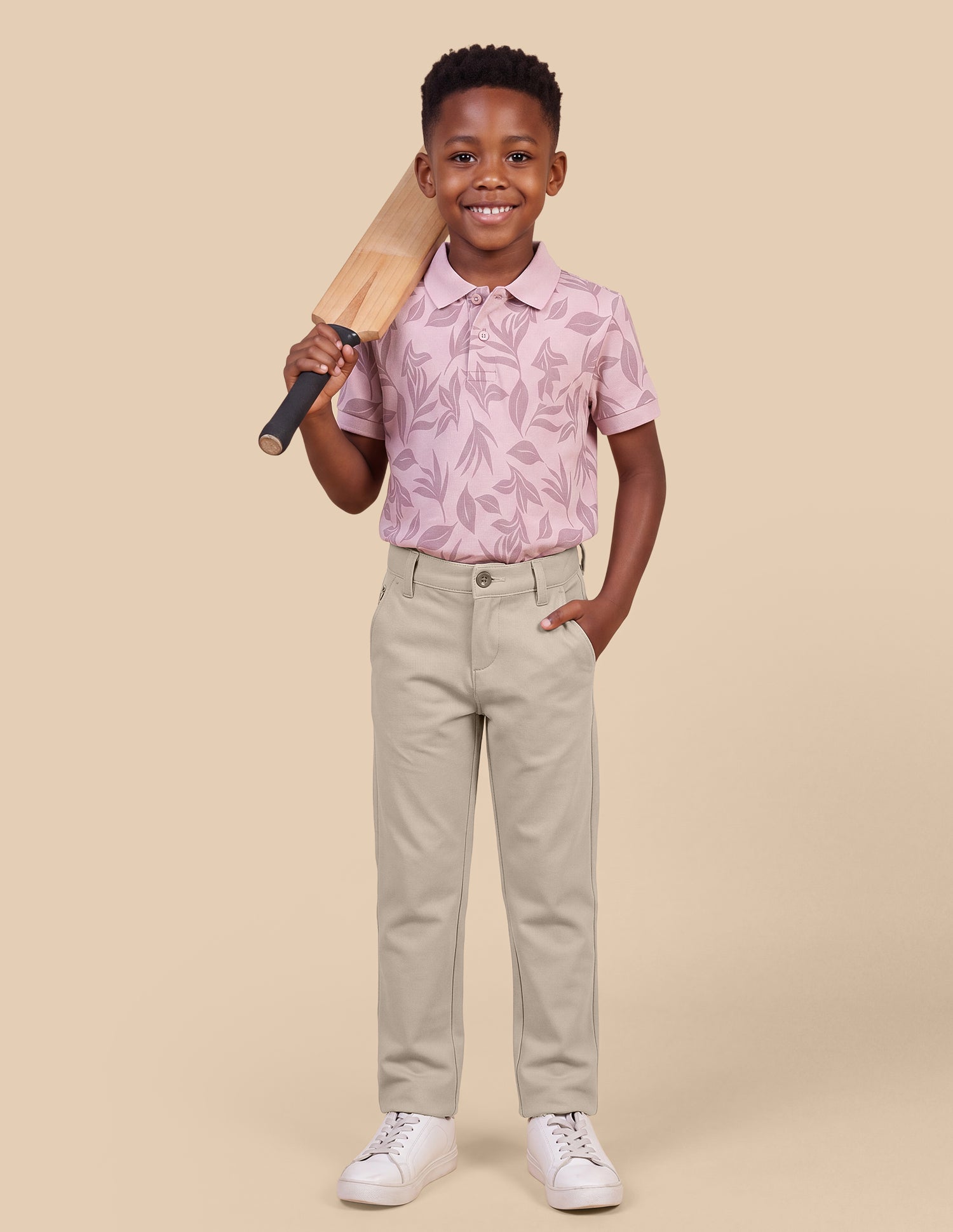Solid Slim Fit Trousers Stone - U.S. Polo Assn. India | Large