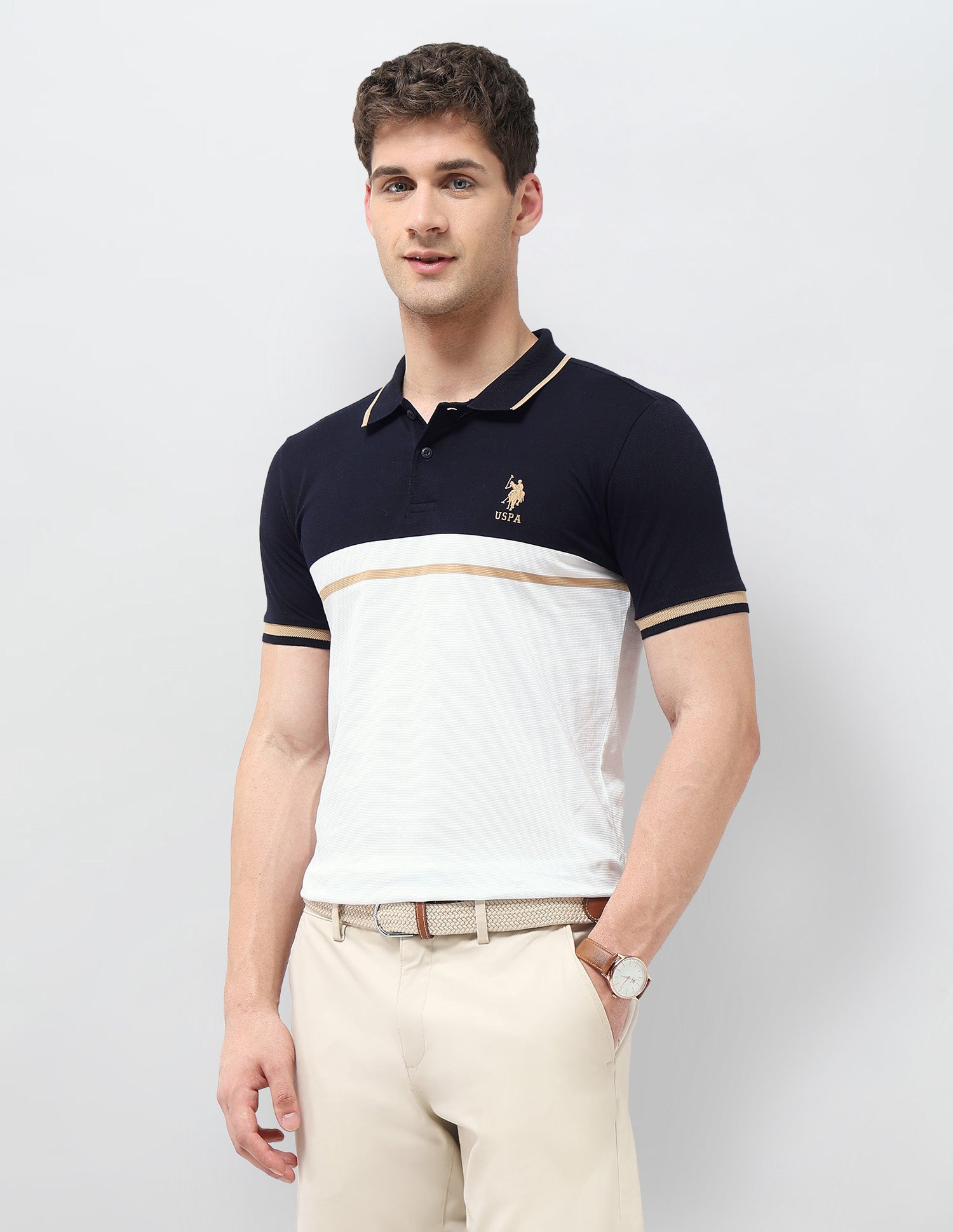 Colourblocked Regular Fit Polo Shirt