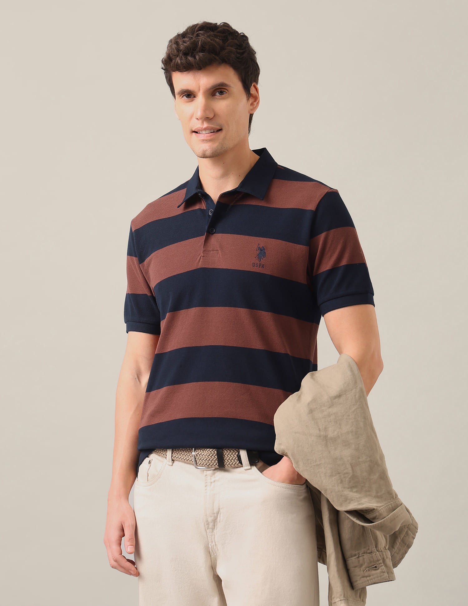 Horizontal Striped Slim Fit Polo Shirt