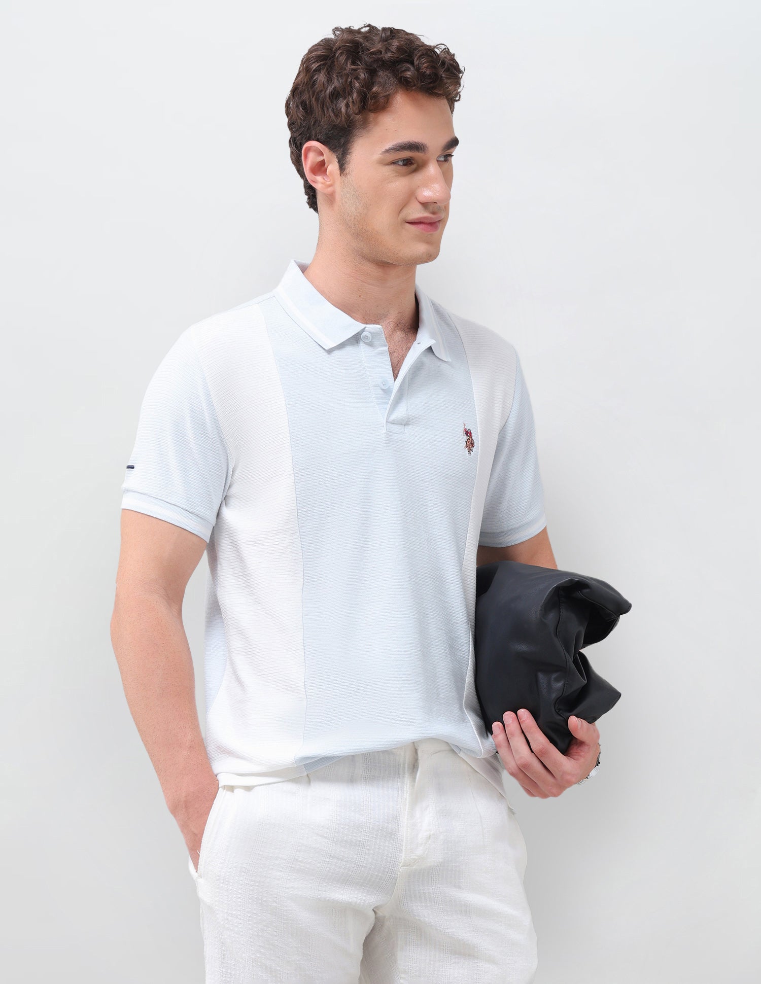 Colourblocked Slim Fit Polo Shirt Light Blue - U.S. Polo Assn. India | Large