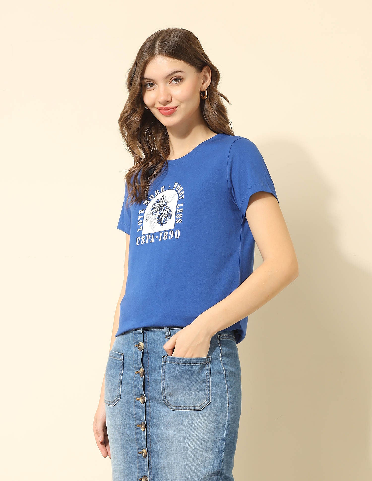 Regular Fit Brand Printed T-Shirt Blue - U.S. Polo Assn. India | Large