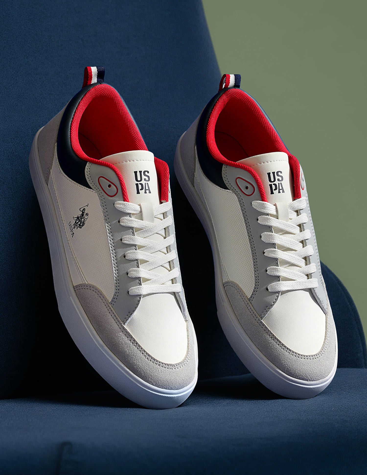 Men Colour Blocked Lucian Sneakers Light Grey - U.S. Polo Assn. India | Large