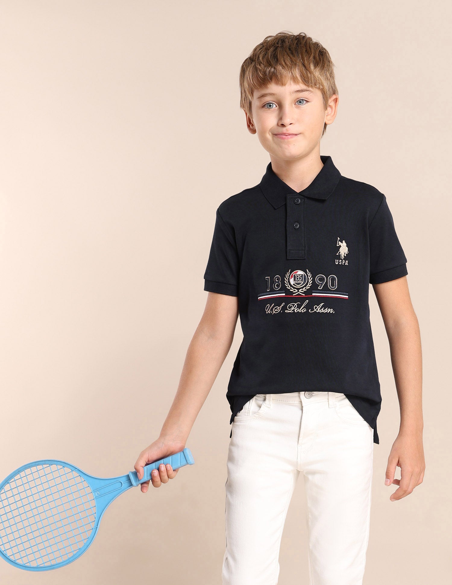 Boys Brand Printed Regular Fit Polo Shirt