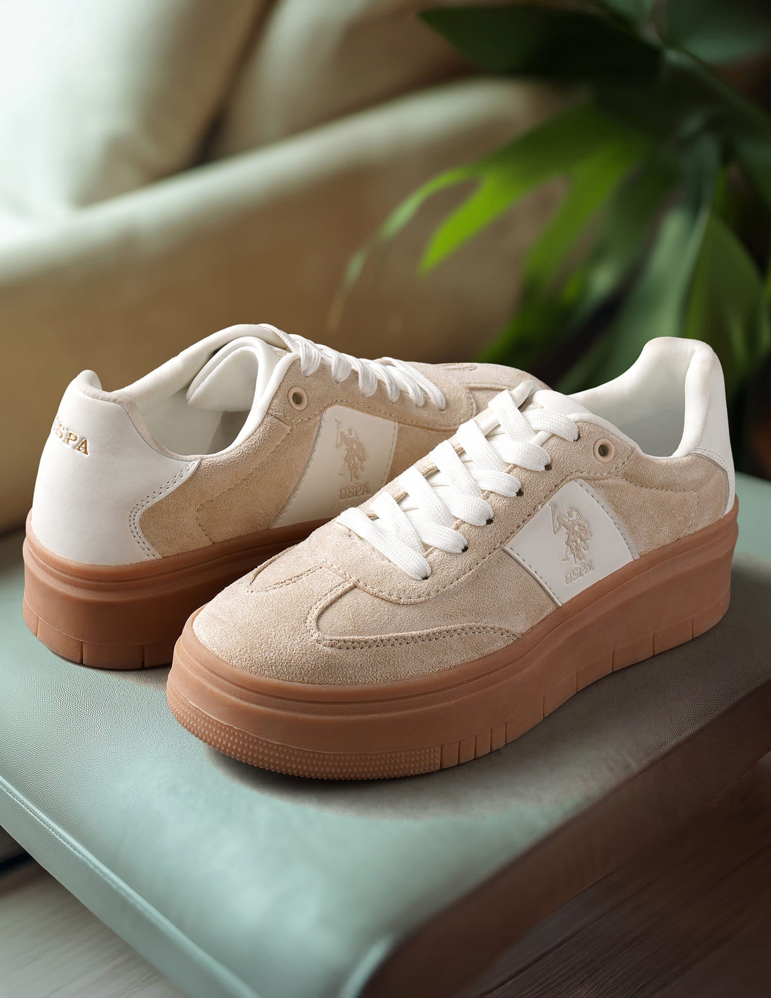 Women Colourblocked Zaira Sneakers Beige - U.S. Polo Assn. India | Large