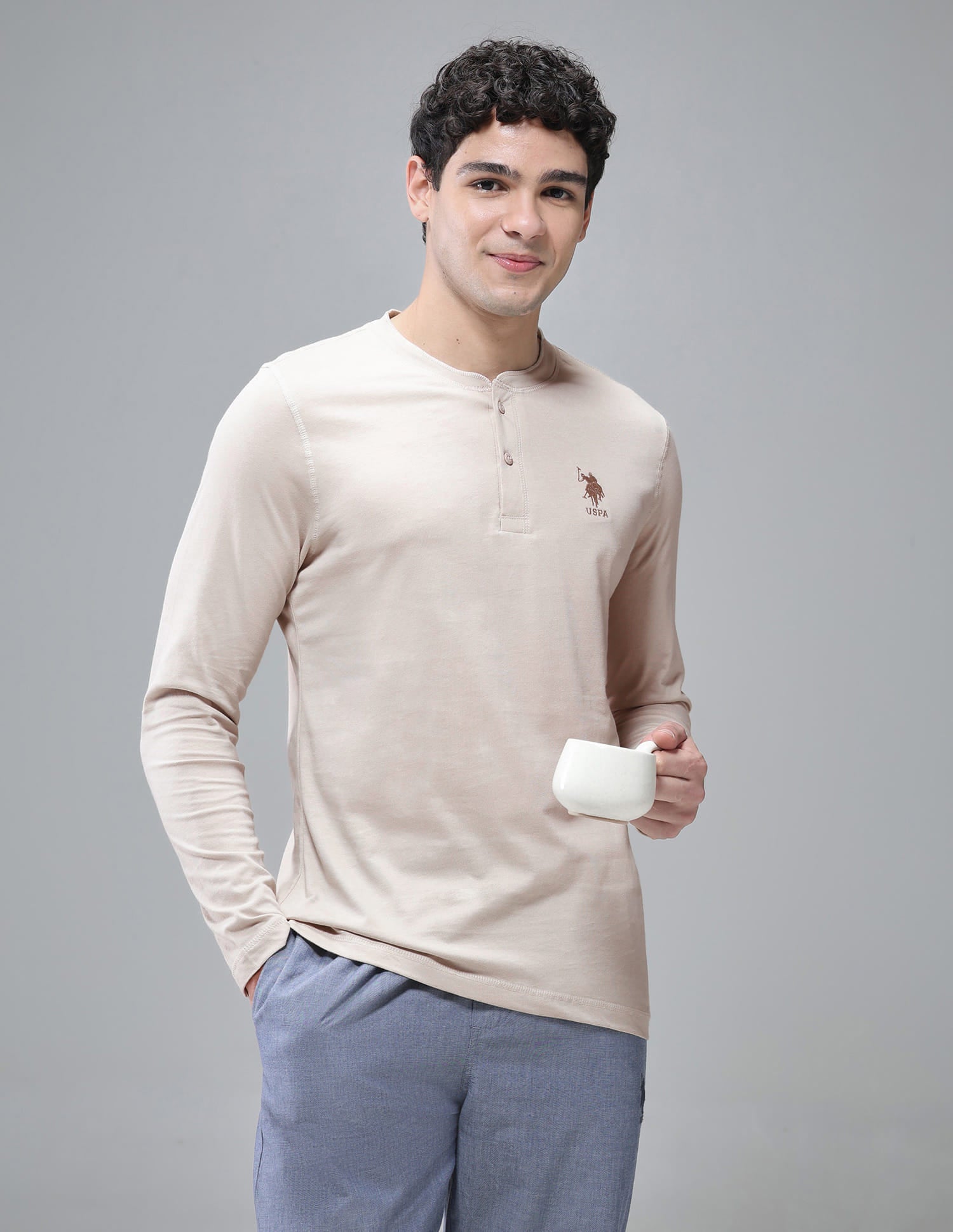 Pure Cotton I694 Lounge Henley T-Shirt - Pack Of 1