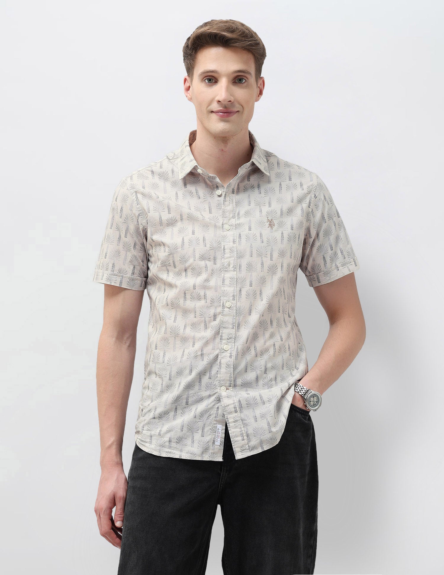 Tailored Fit Working Holiday Shirt Khaki - U.S. Polo Assn. India | Large