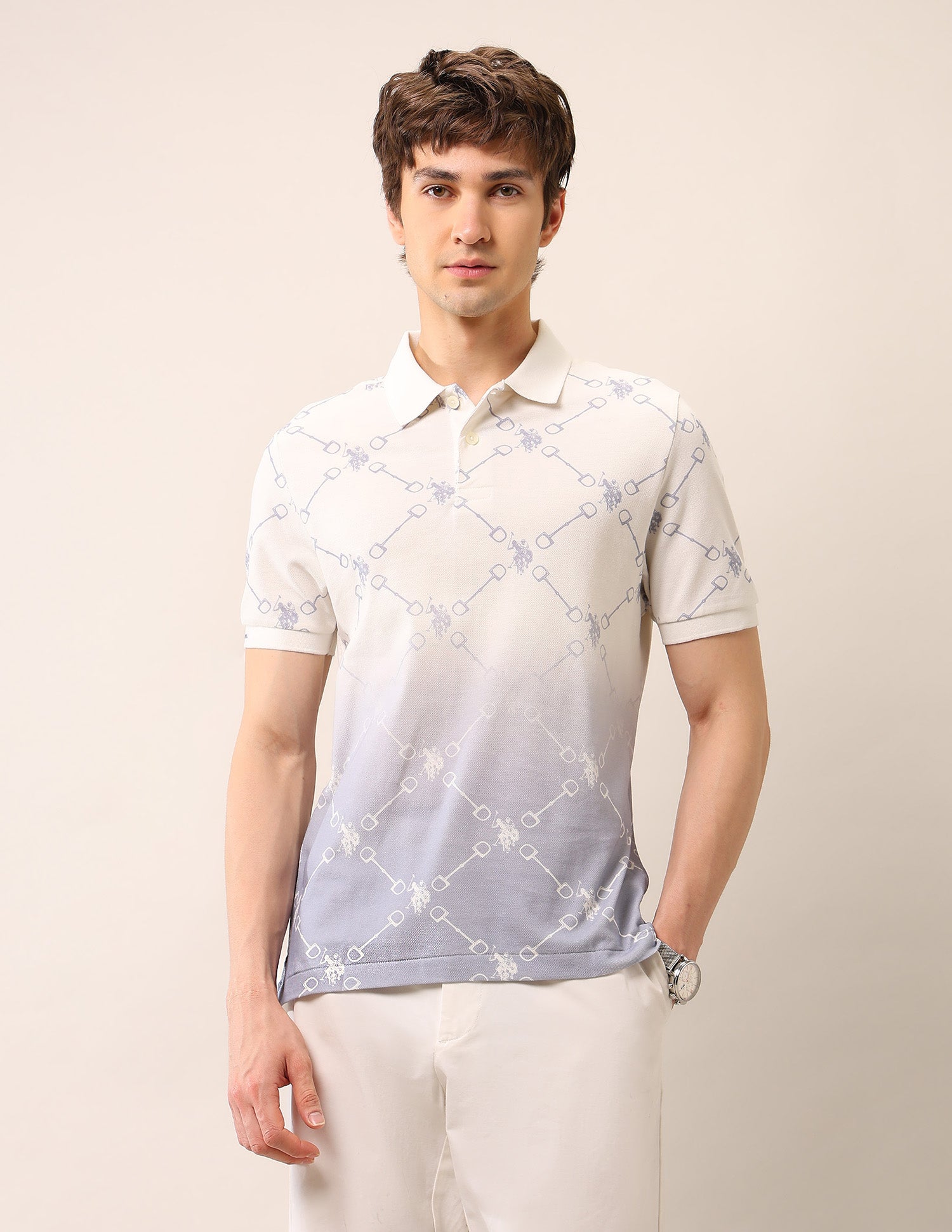 Muscle Fit Pure Cotton Polo Shirt Blue - U.S. Polo Assn. India | Large