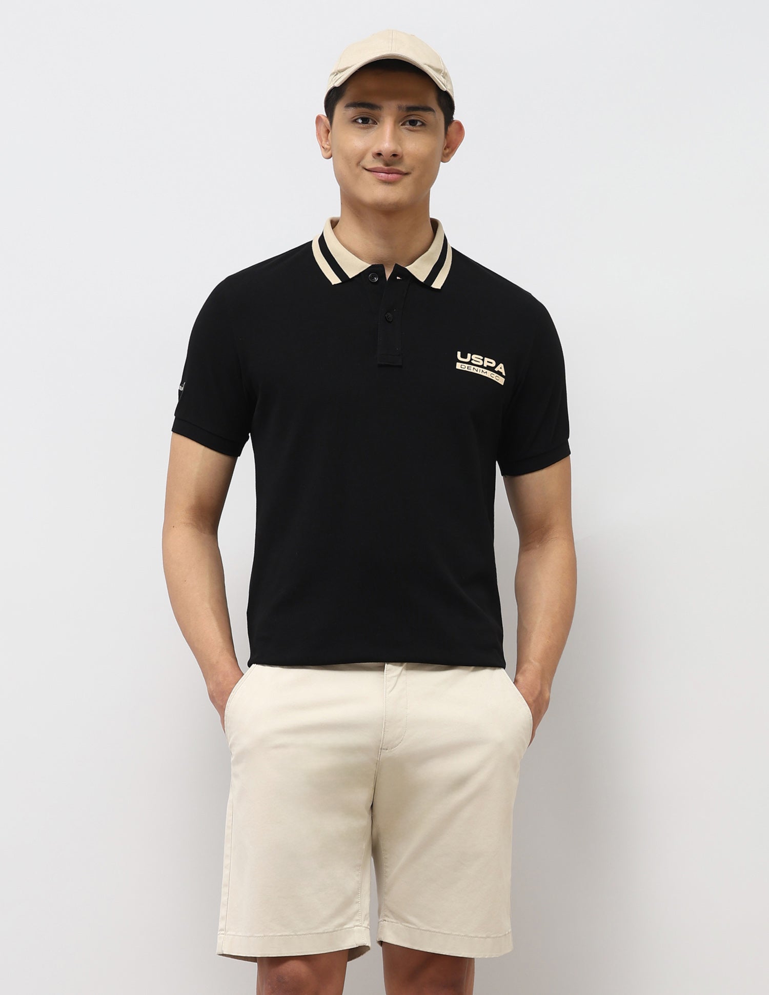 Pure Cotton Muscle Fit Polo Shirt Black - U.S. Polo Assn. India | Large