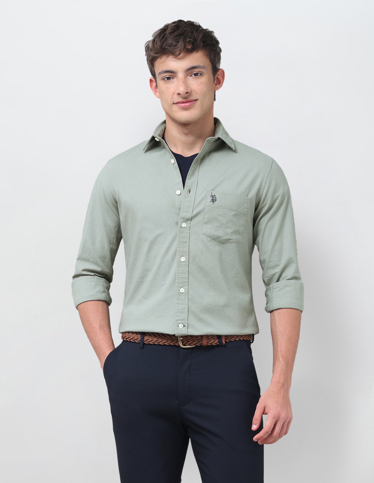 Tailored Fit Oxford Shirt Green - U.S. Polo Assn. India | Large