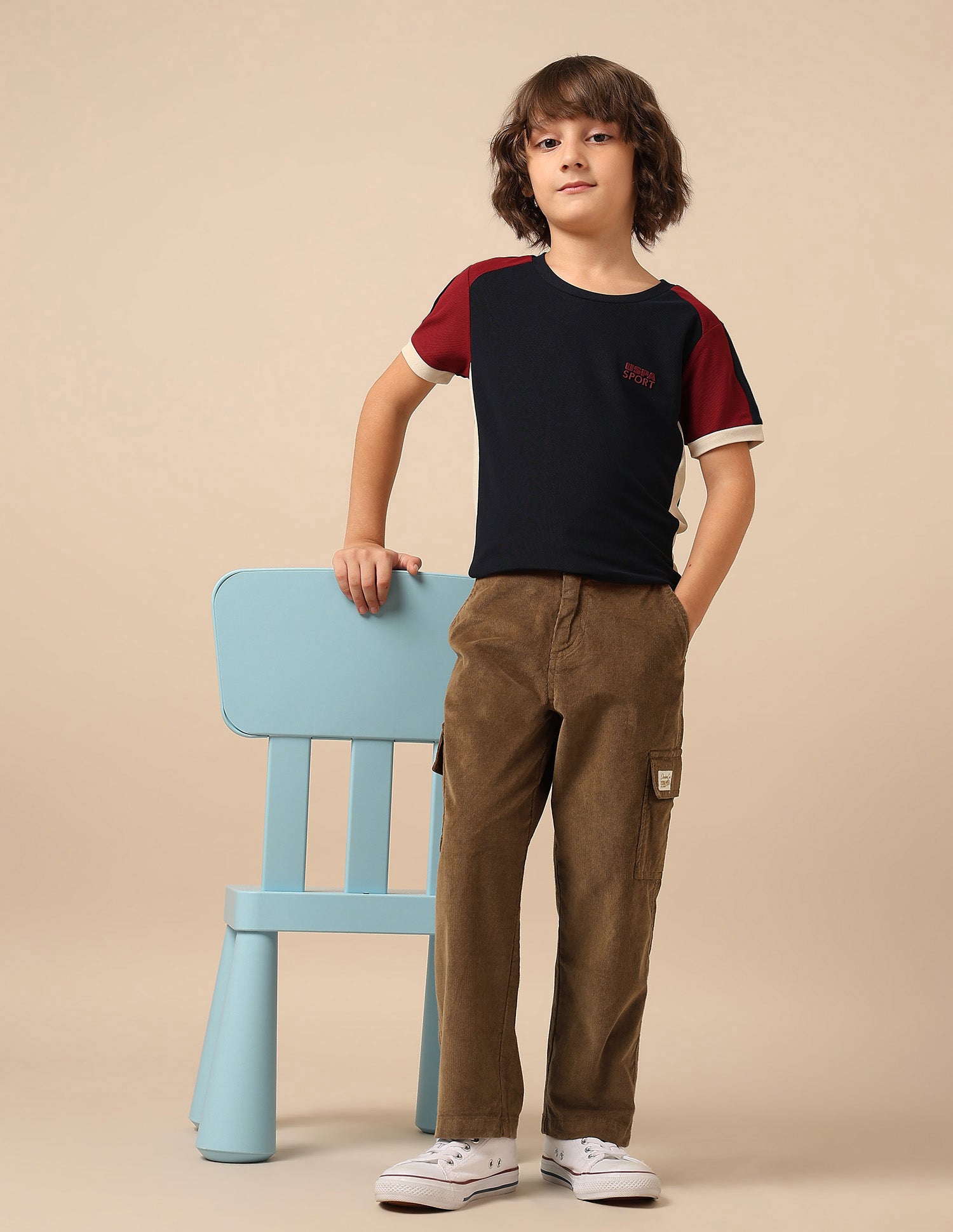 Boys Solid Corduroy Cargo Khaki - U.S. Polo Assn. India | Large