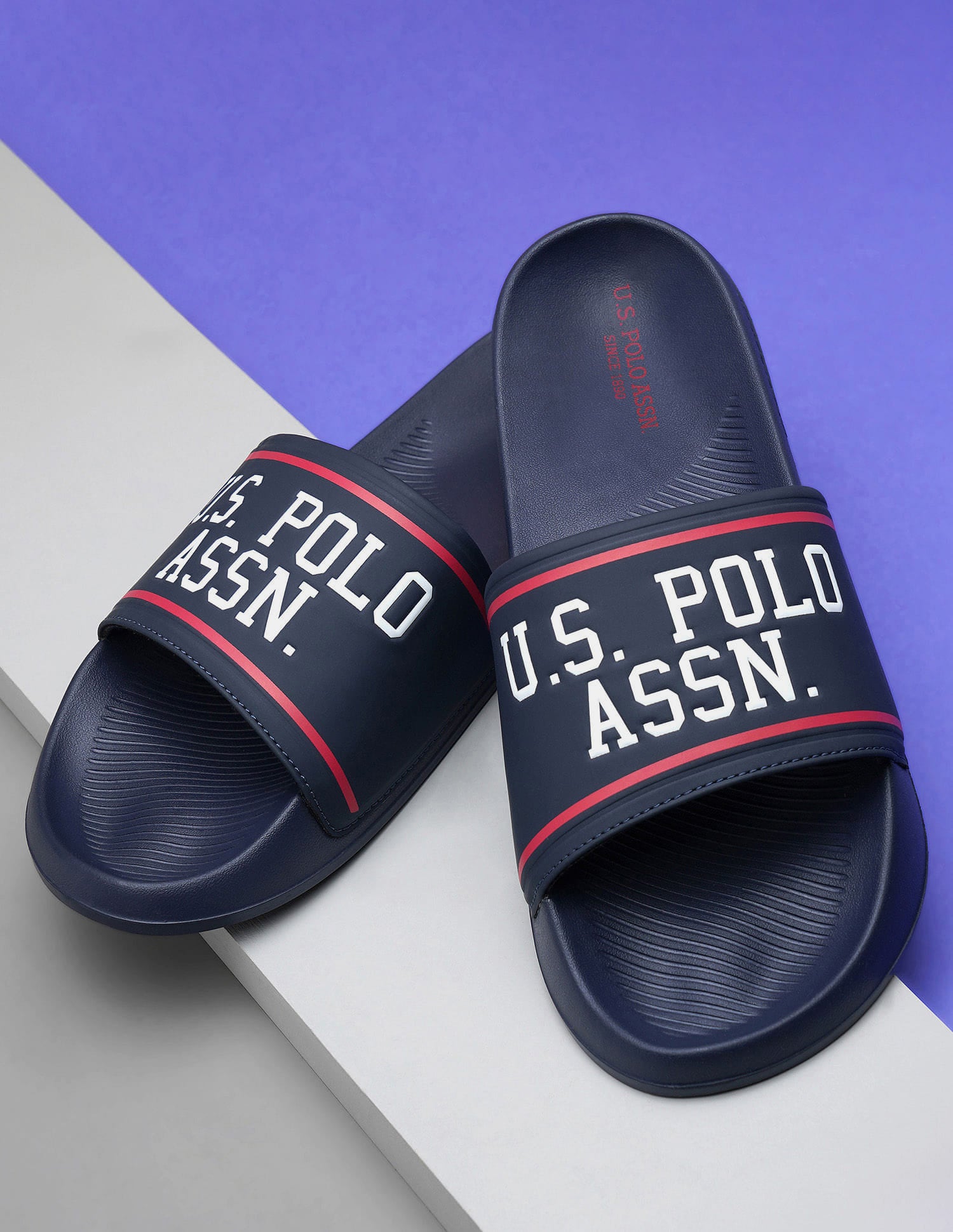 Men Brand Printed Trojan Sliders Navy - U.S. Polo Assn. India | Large