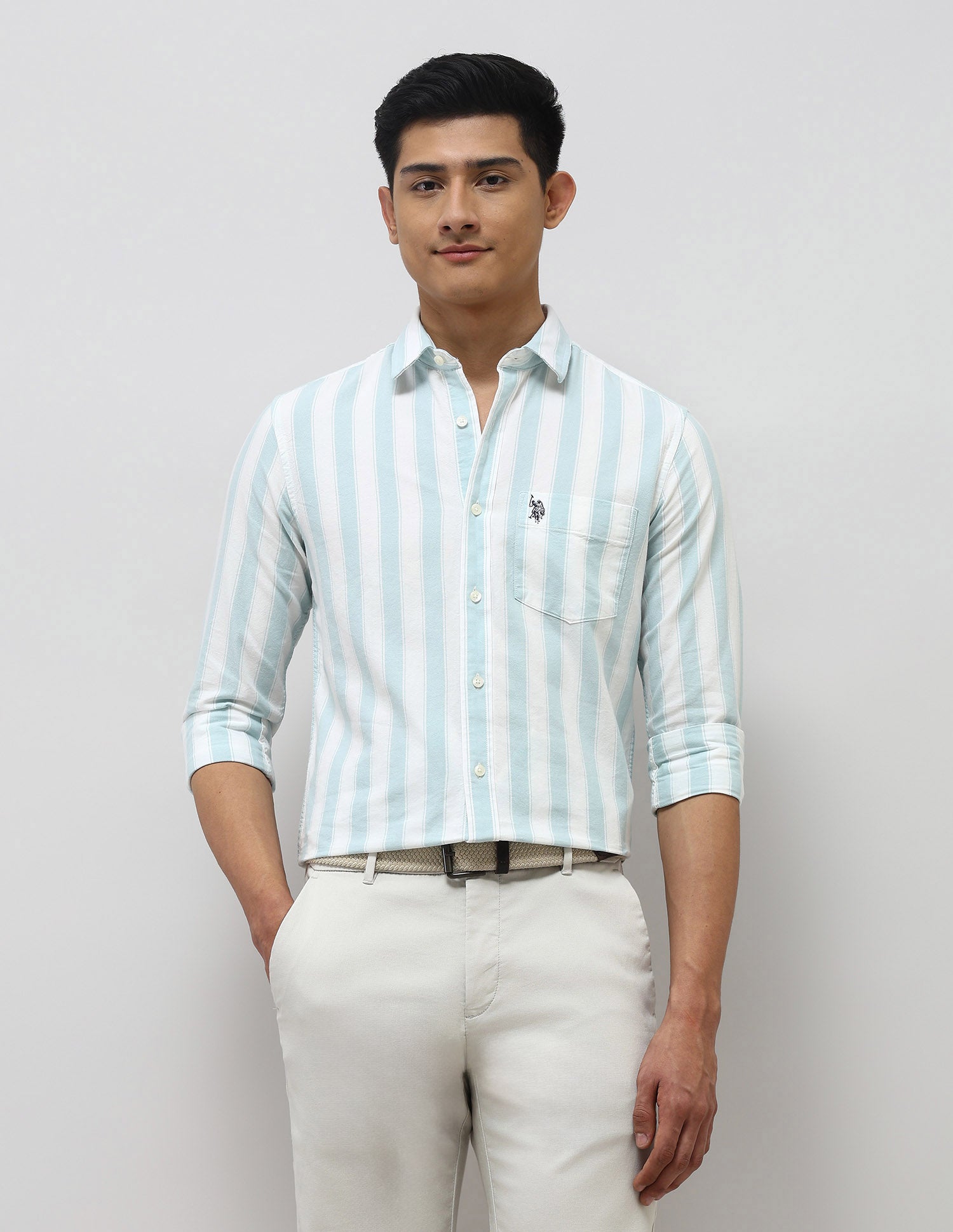 Oxford Tailored Fit Shirt Light Green - U.S. Polo Assn. India | Large