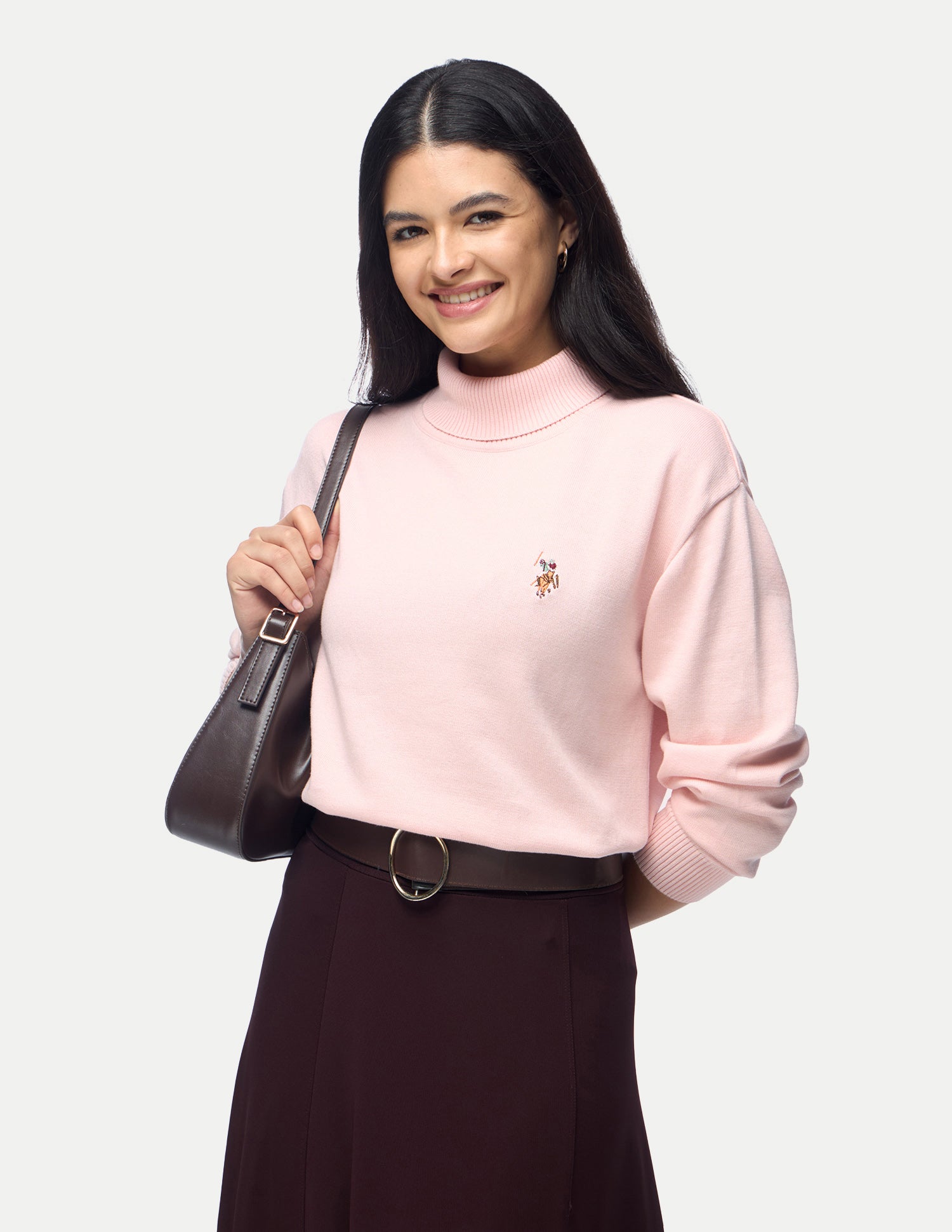 Solid Regular Fit Sweater Light Pink - U.S. Polo Assn. India | Large
