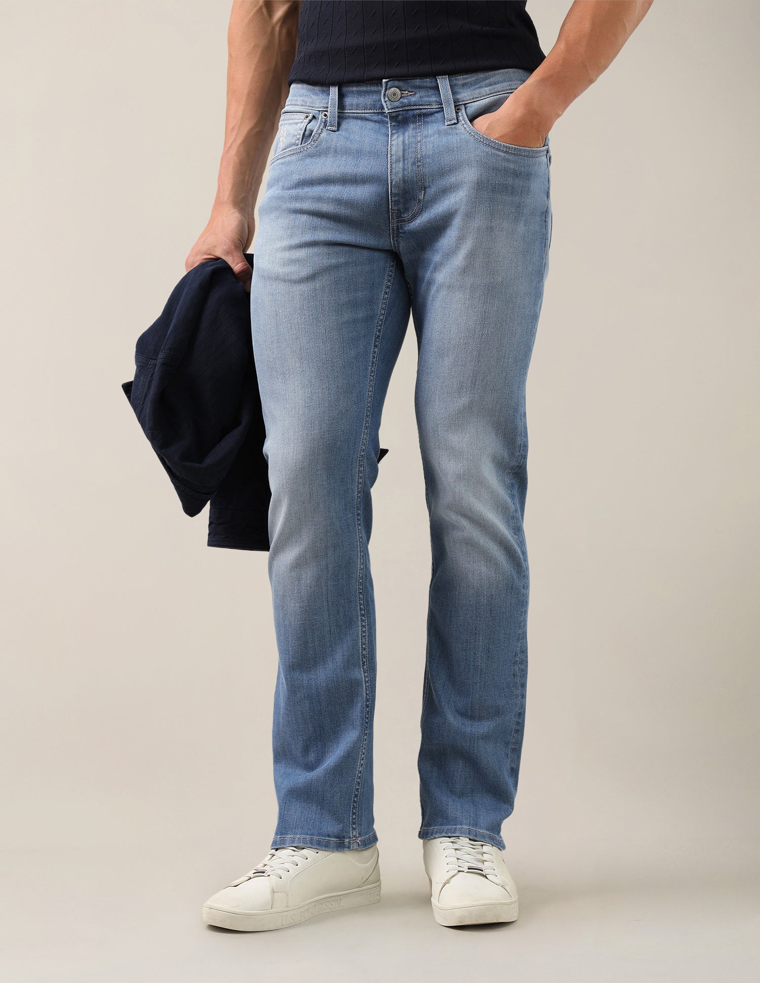 Harold Slim Straight Fit Blue Jeans Light Blue - U.S. Polo Assn. India | Large