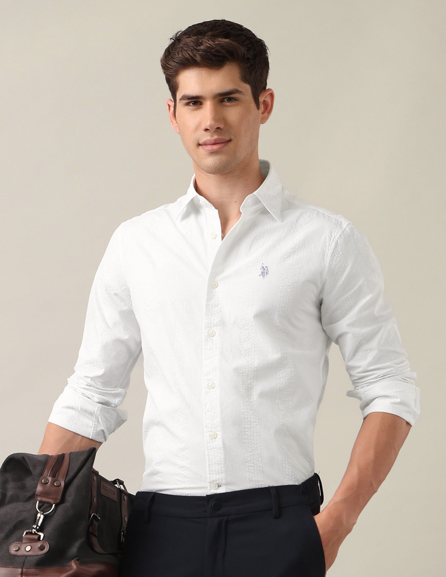 Vertical Striped Seersucker Shirt White - U.S. Polo Assn. India | Large