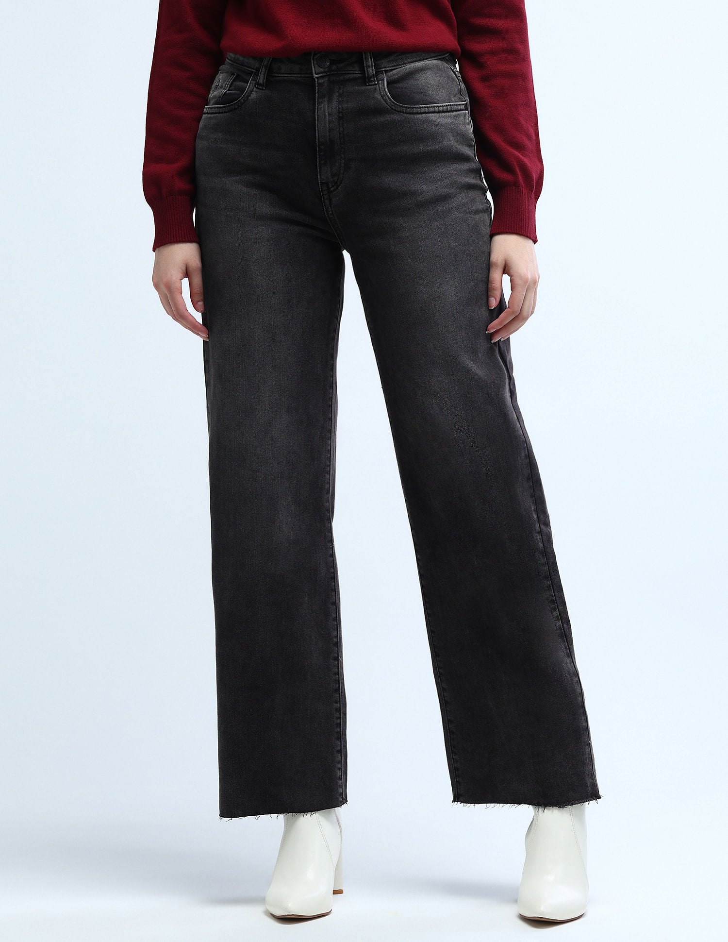 High Rise Wideleg Stretchable Jeans Dark Grey - U.S. POLO ASSN. | Large