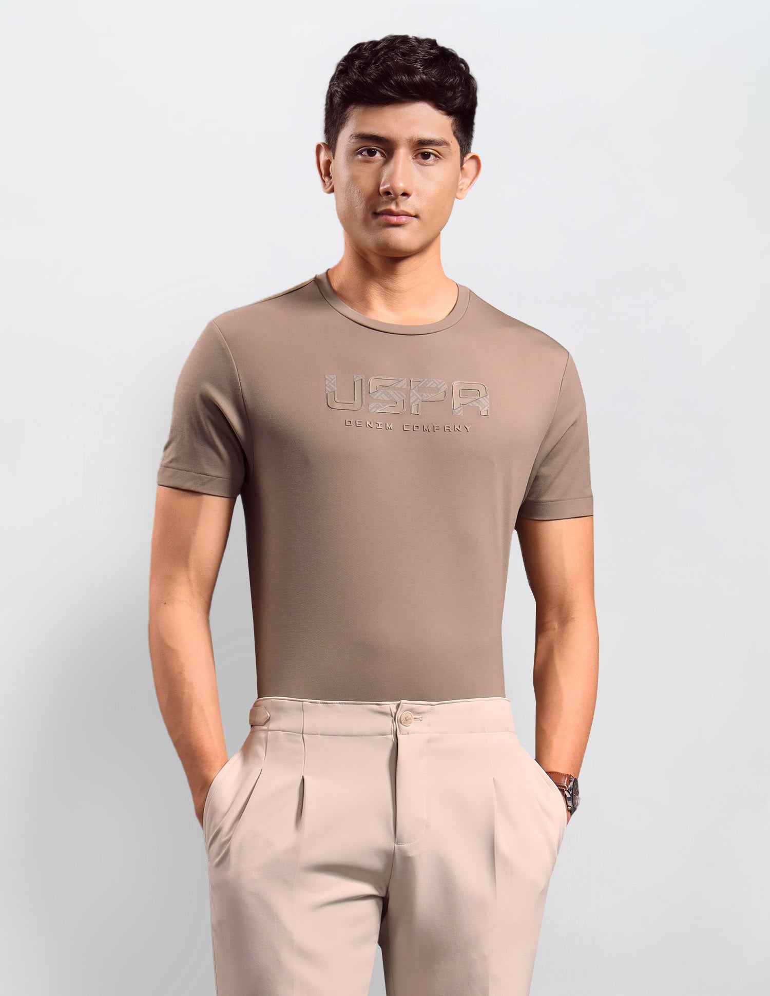 Brand Embossed Regular Fit T-shirt