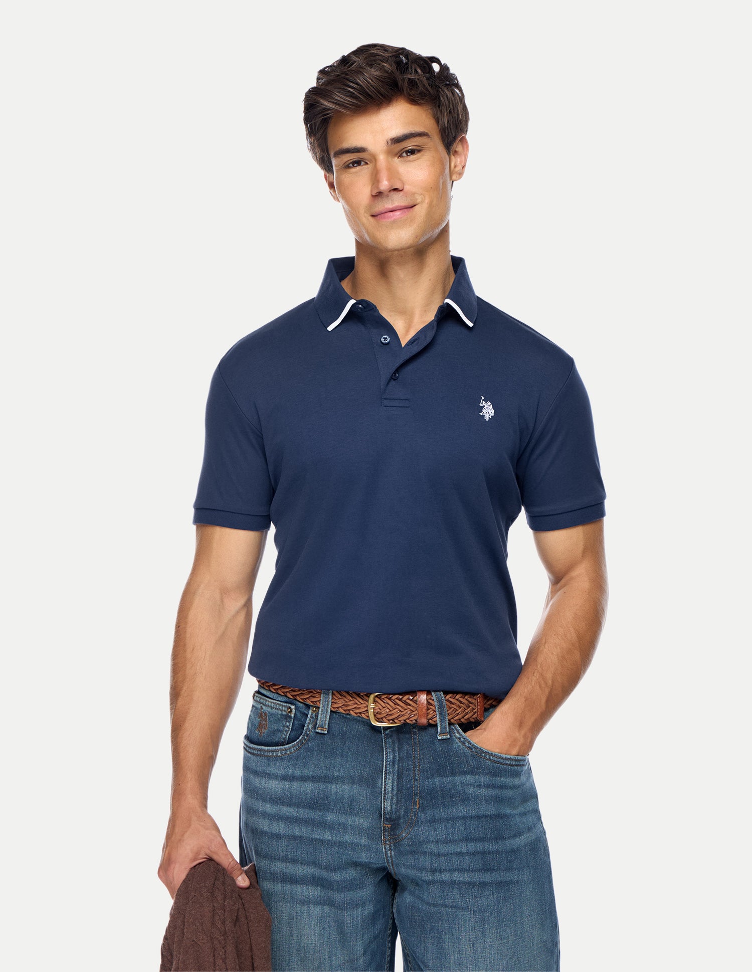Solid Slim Fit Polo Shirt Dark Blue - U.S. Polo Assn. India | Large