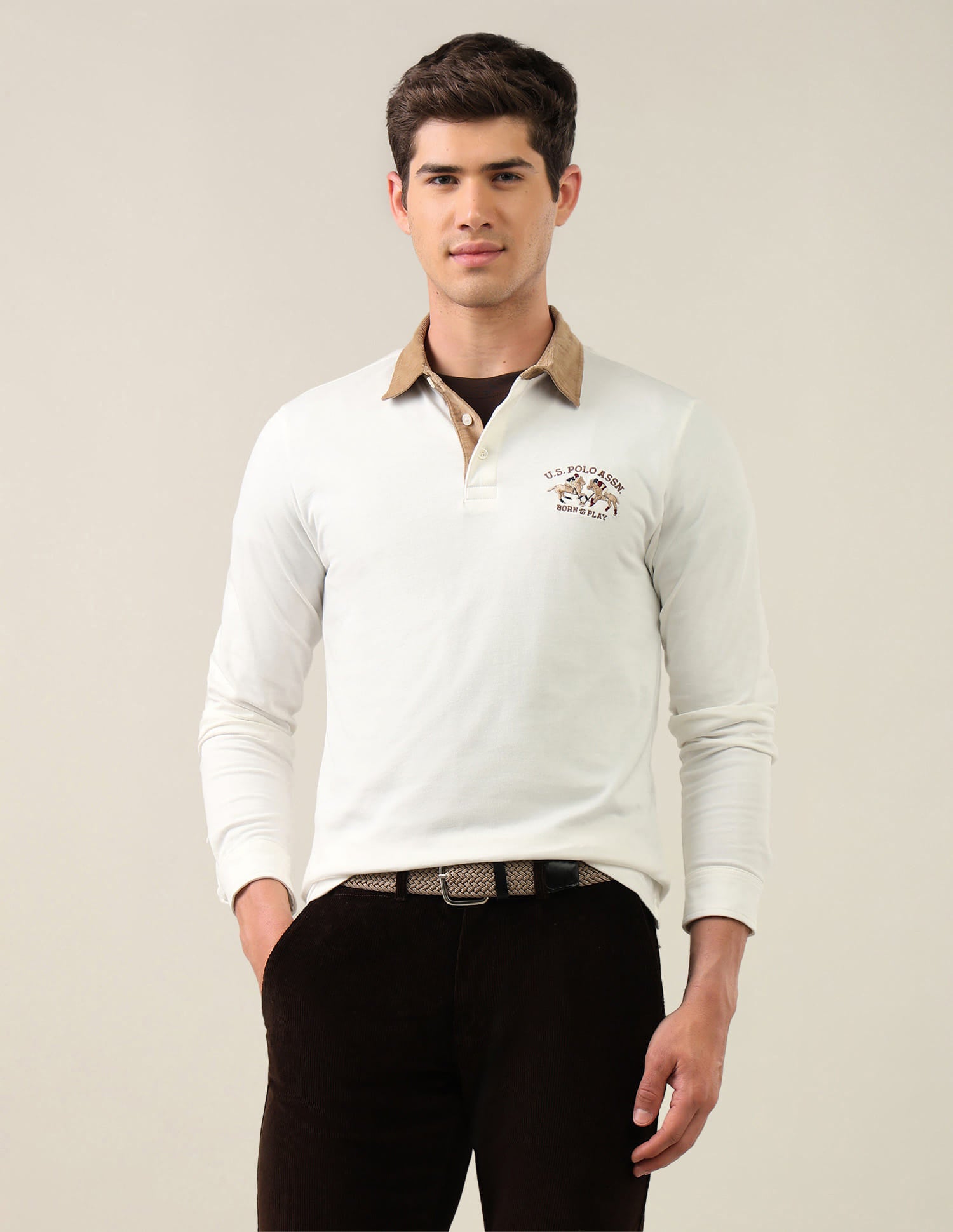 Solid Slim Fit Polo Shirt White - U.S. Polo Assn. India | Large