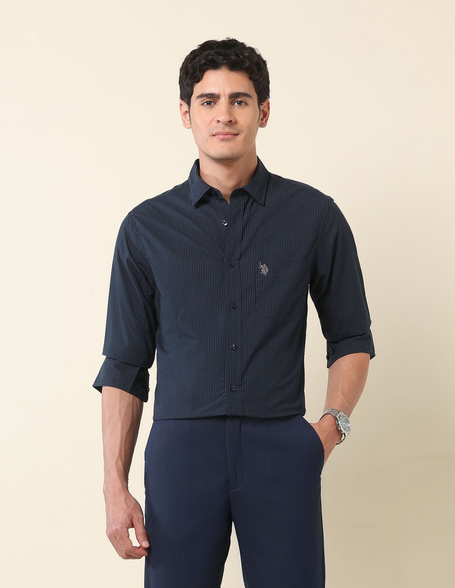 Pure Cotton Paisley Printed Shirt Navy - U.S. Polo Assn. India | Large