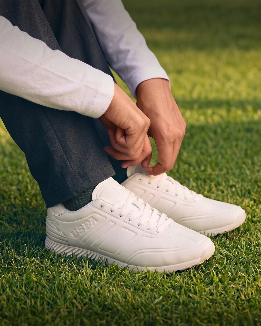 Round Toe Lace Ups Crest 90 Sneakers White - U.S. Polo Assn. India | Large