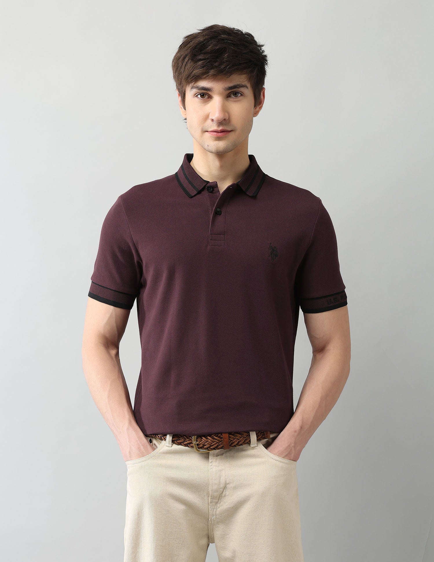 Solid Pure Cotton Black Label Polo Shirt