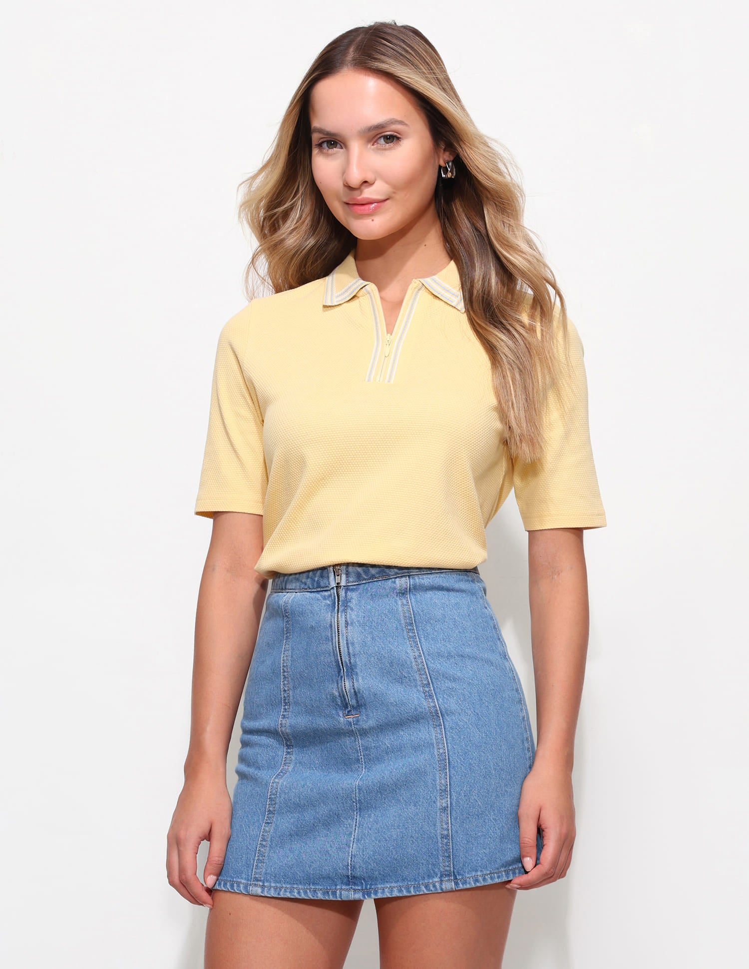 Boxy Fit Textured Polo Shirt