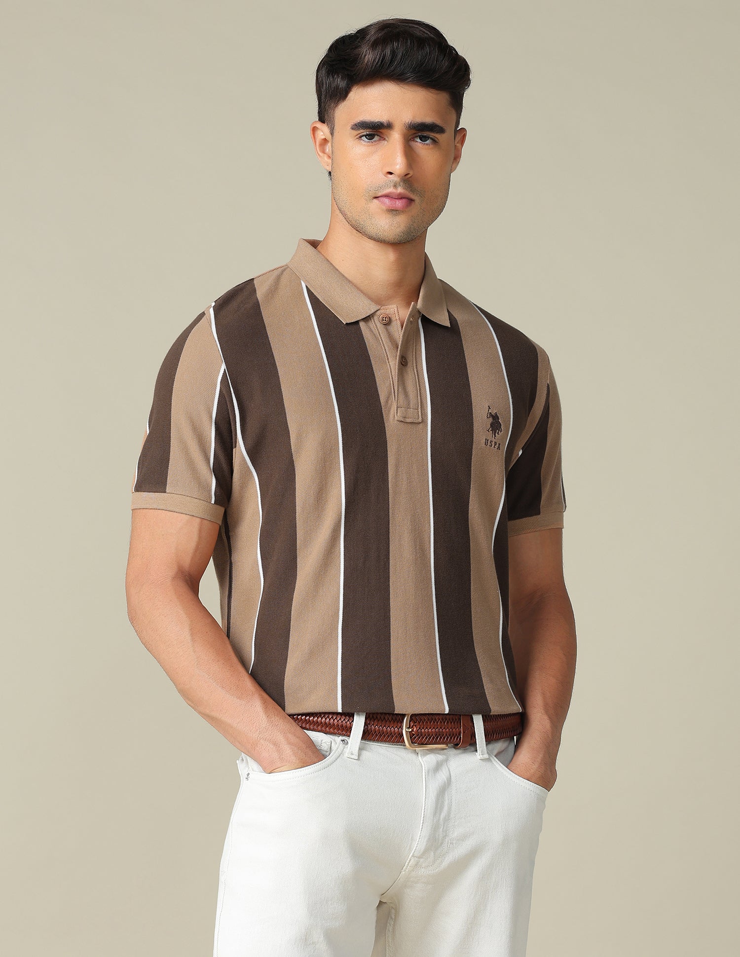 Vertical Striped Regular Fit Polo Shirt