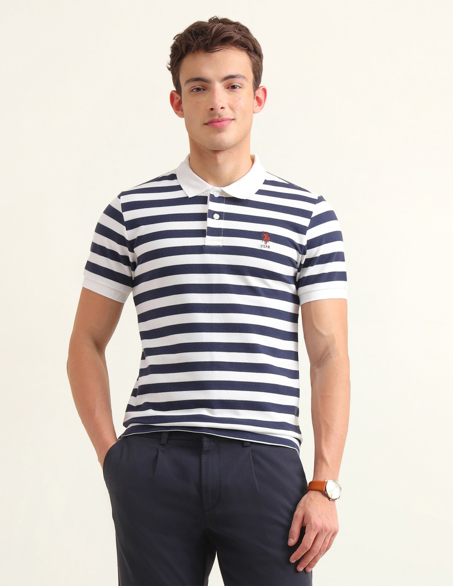 Horizontal Striped Slim Fit Polo Shirt