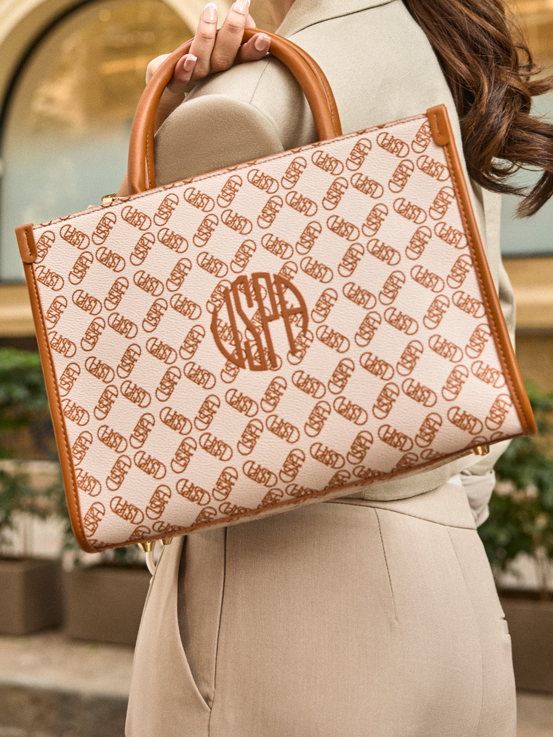 Kate Monogram Tote Bag Off White - U.S. Polo Assn. India | Large