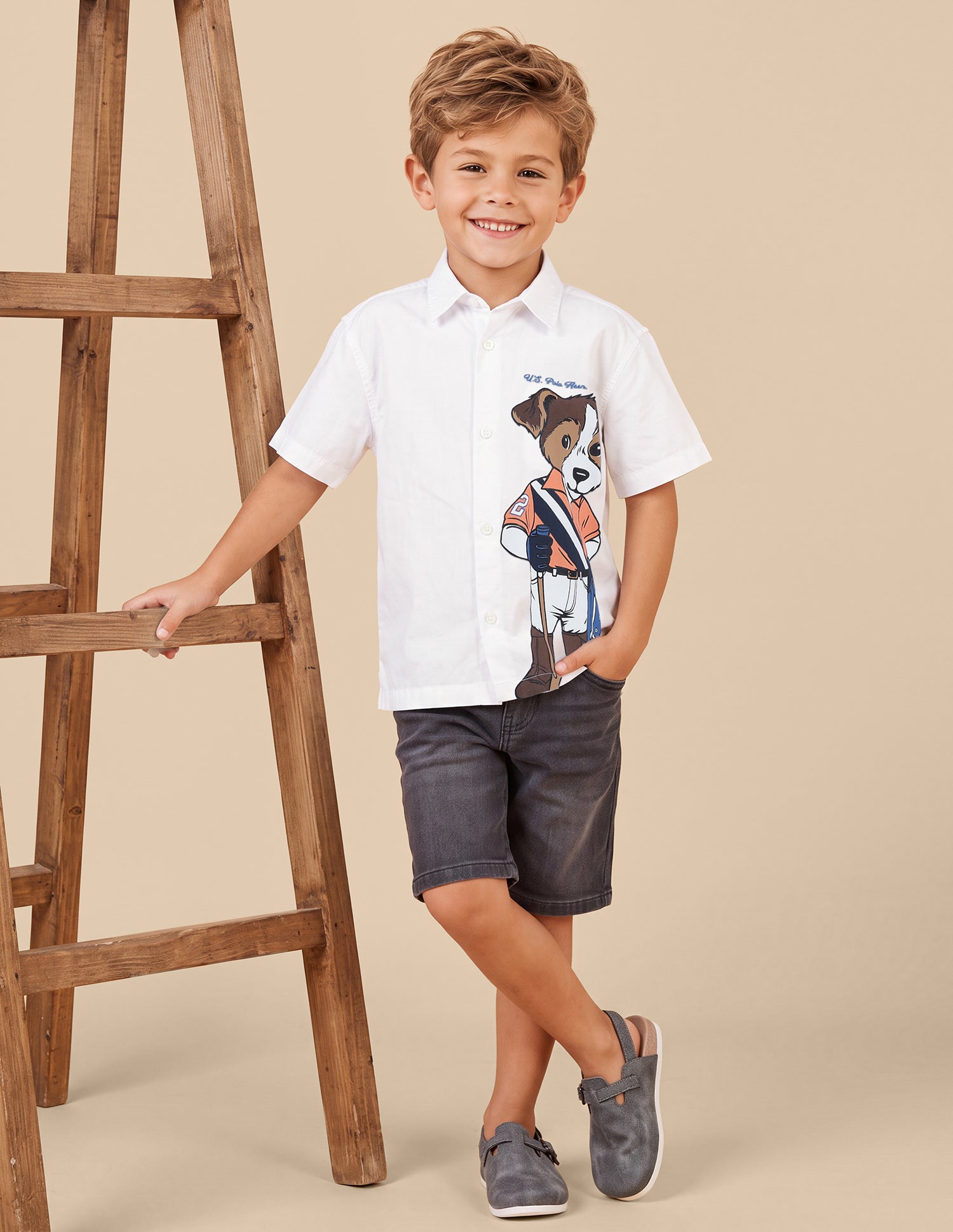 Graphic Printed Boxy Fit Shirt White - U.S. Polo Assn. India | Large