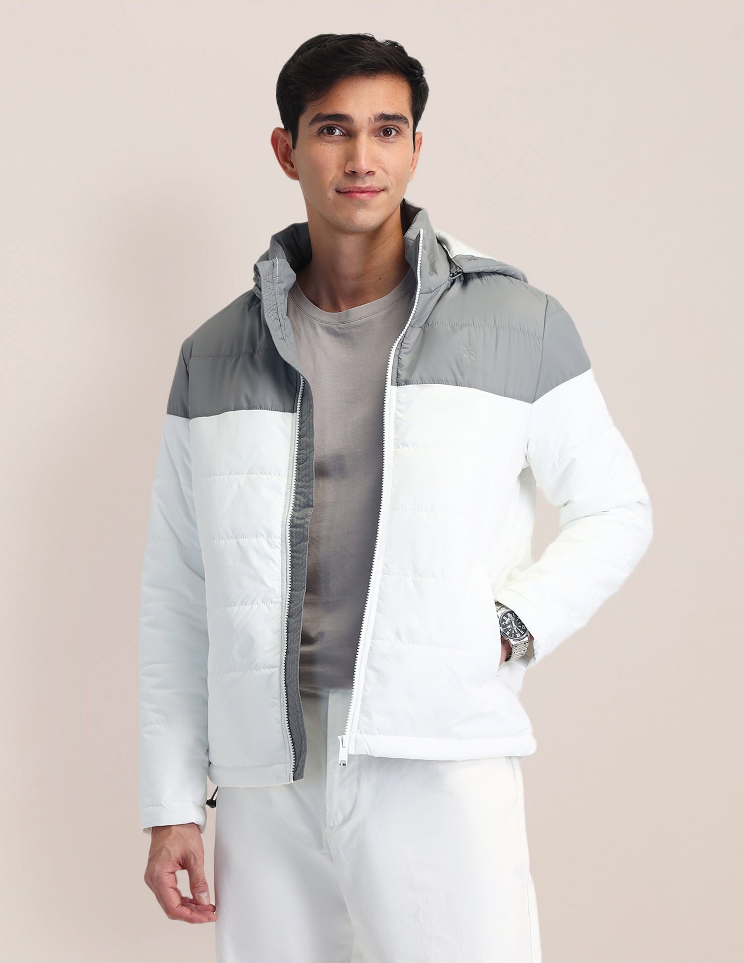 Regular Fit Colourblocked Padded Jacket