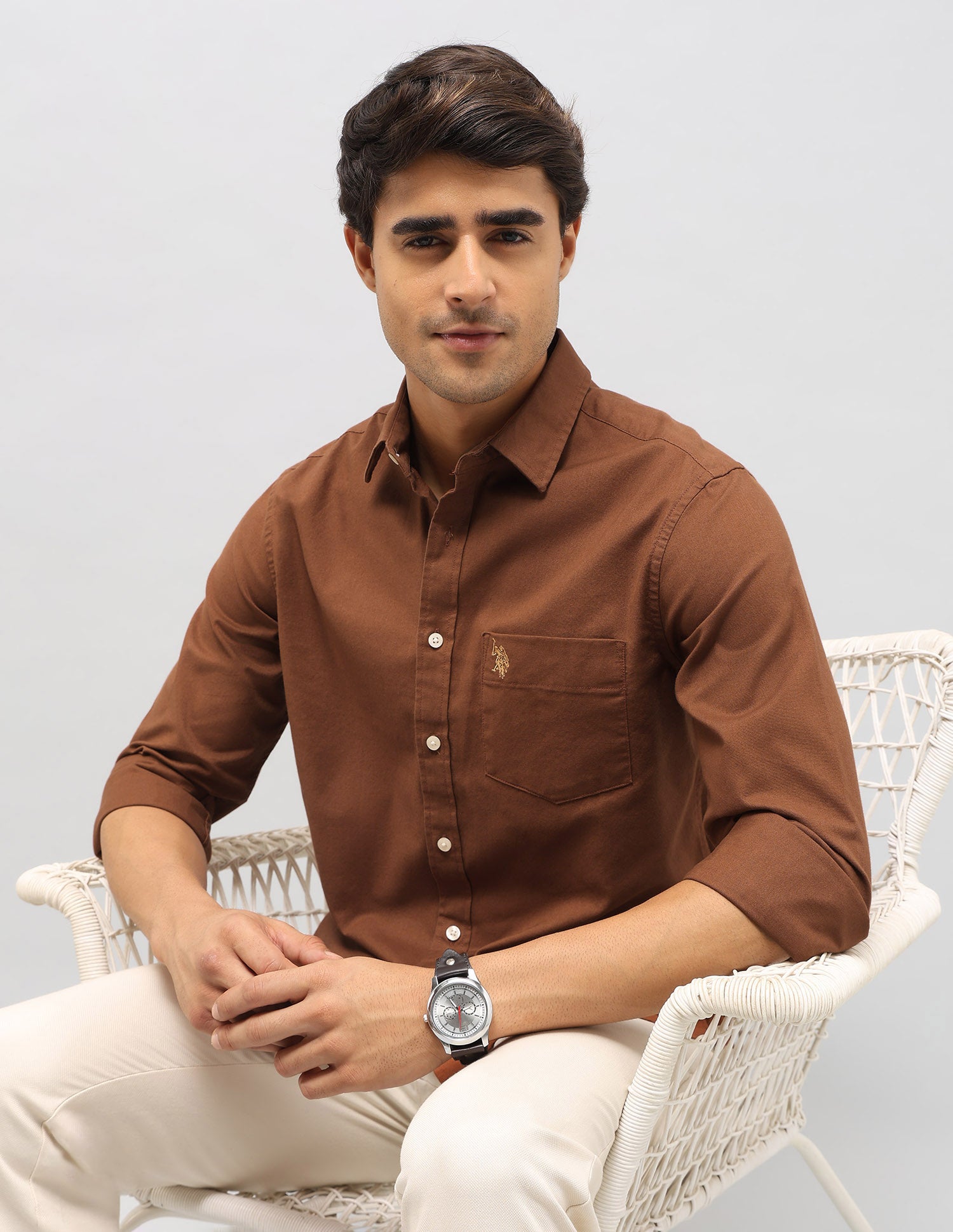 Tailored Fit Oxford Shirt Rust - U.S. Polo Assn. India | Large