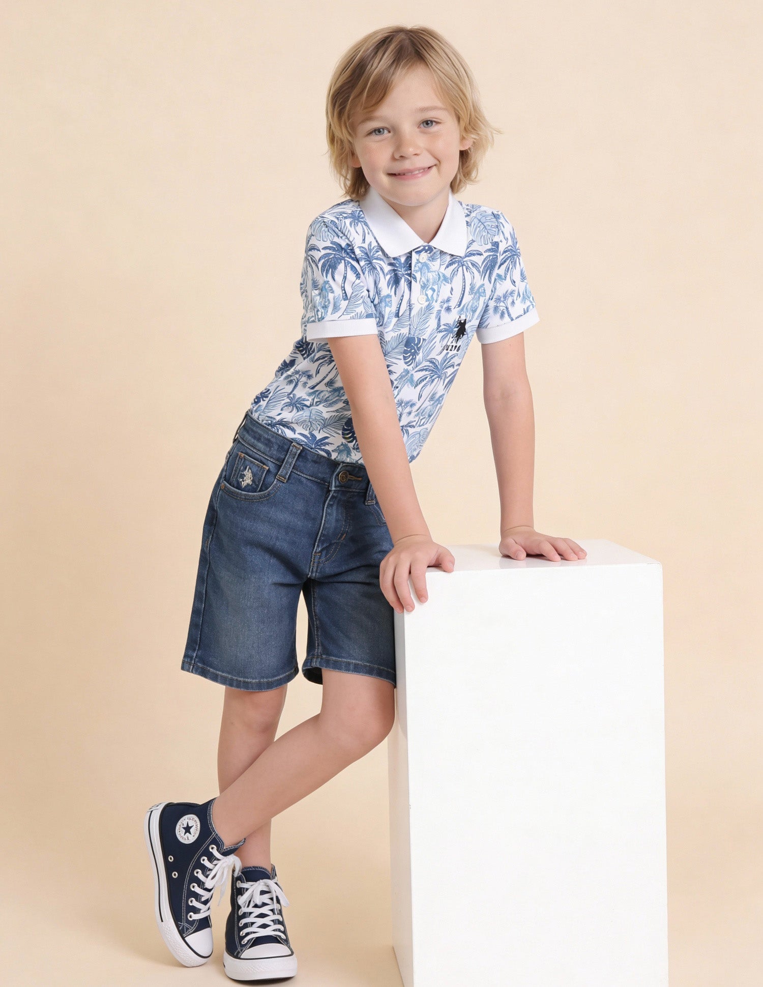 Boys Mid Rise Denim Shorts