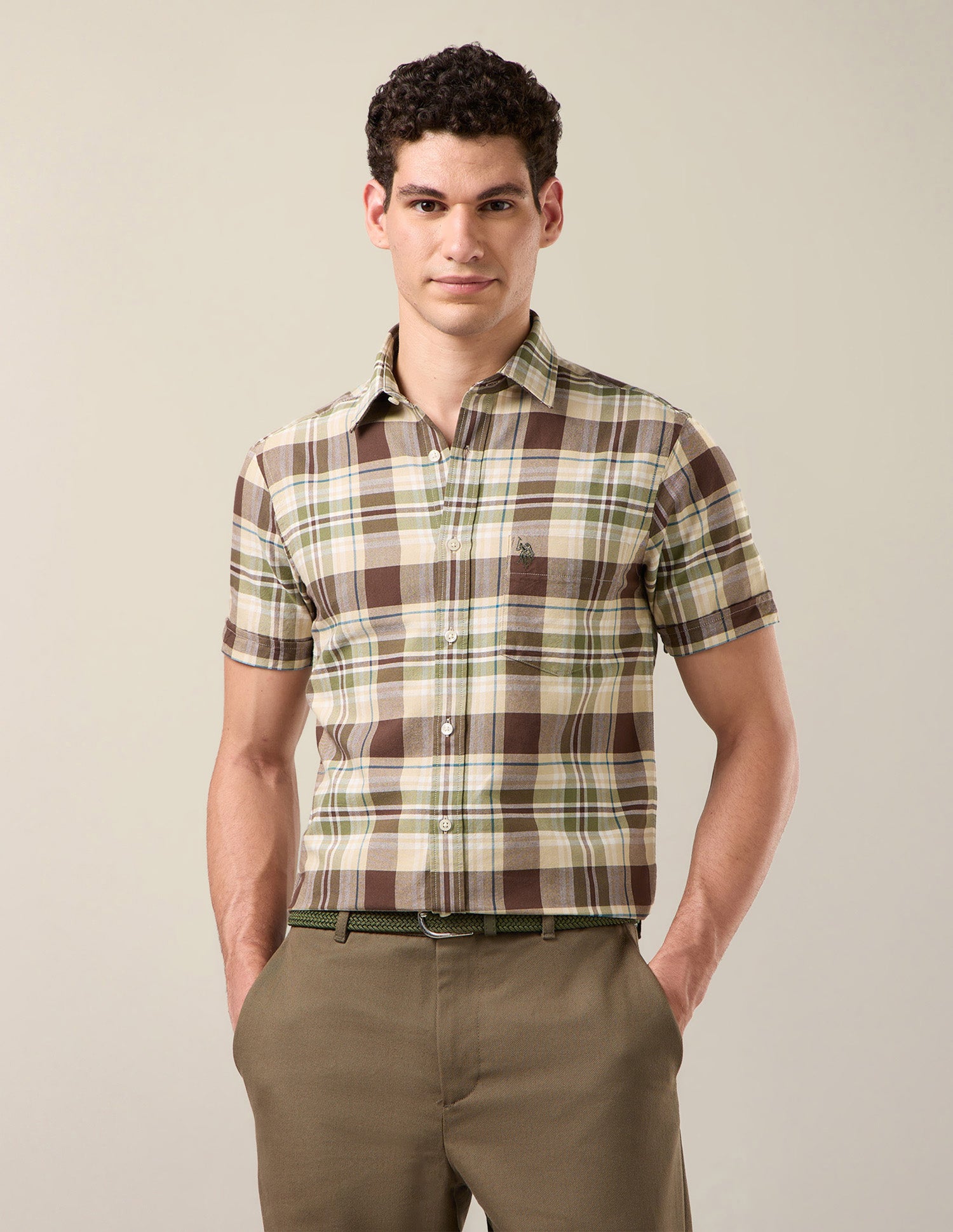 Oxford Tailored Fit Shirt Brown - U.S. Polo Assn. India | Large